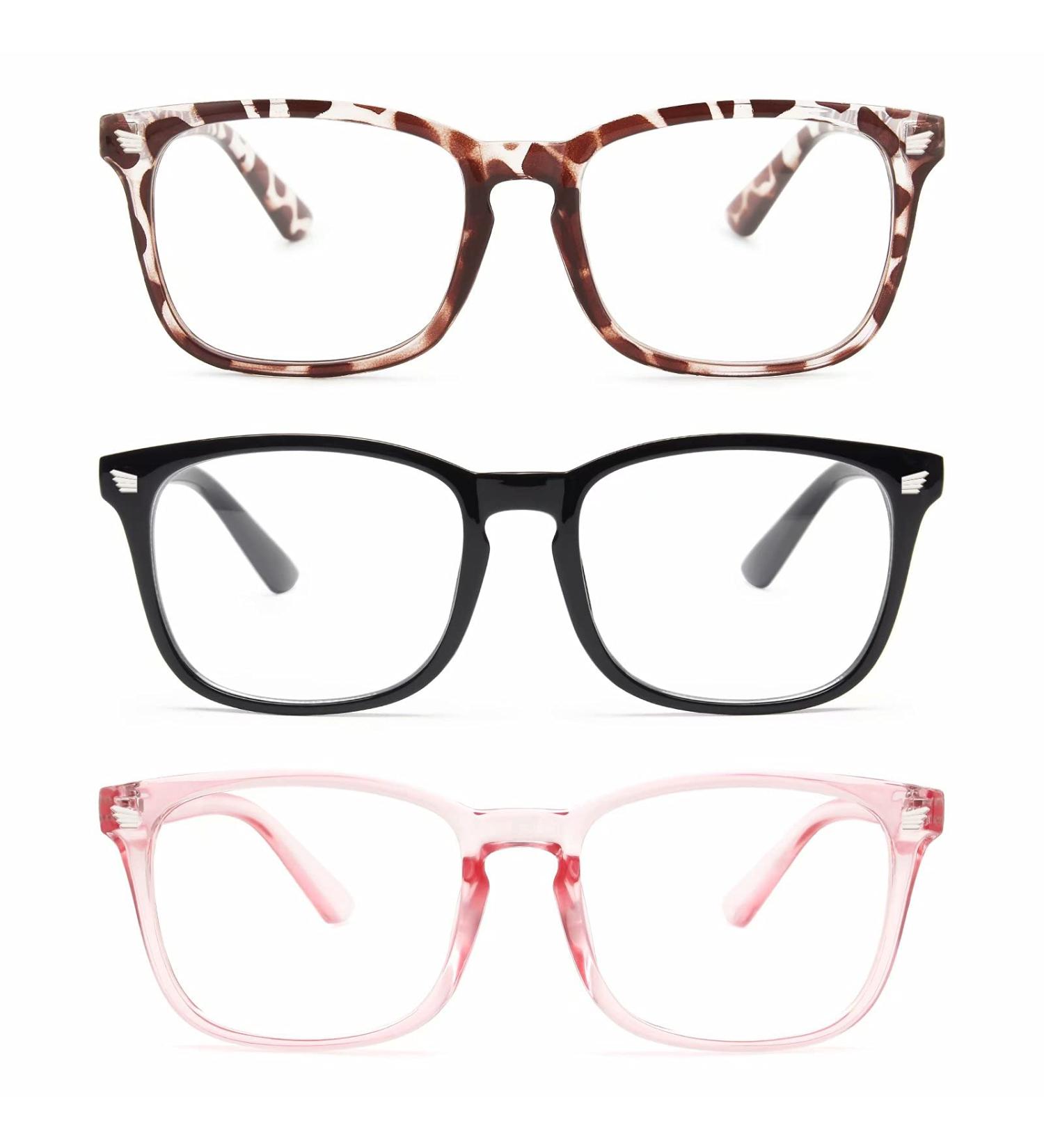 Gaoye 3-Pack Blue Light Blocking Reading Glasses for Women Men - G2 Light Black & Leopard & Clear Pink 1.0x - Buy Online on GoSupps.com