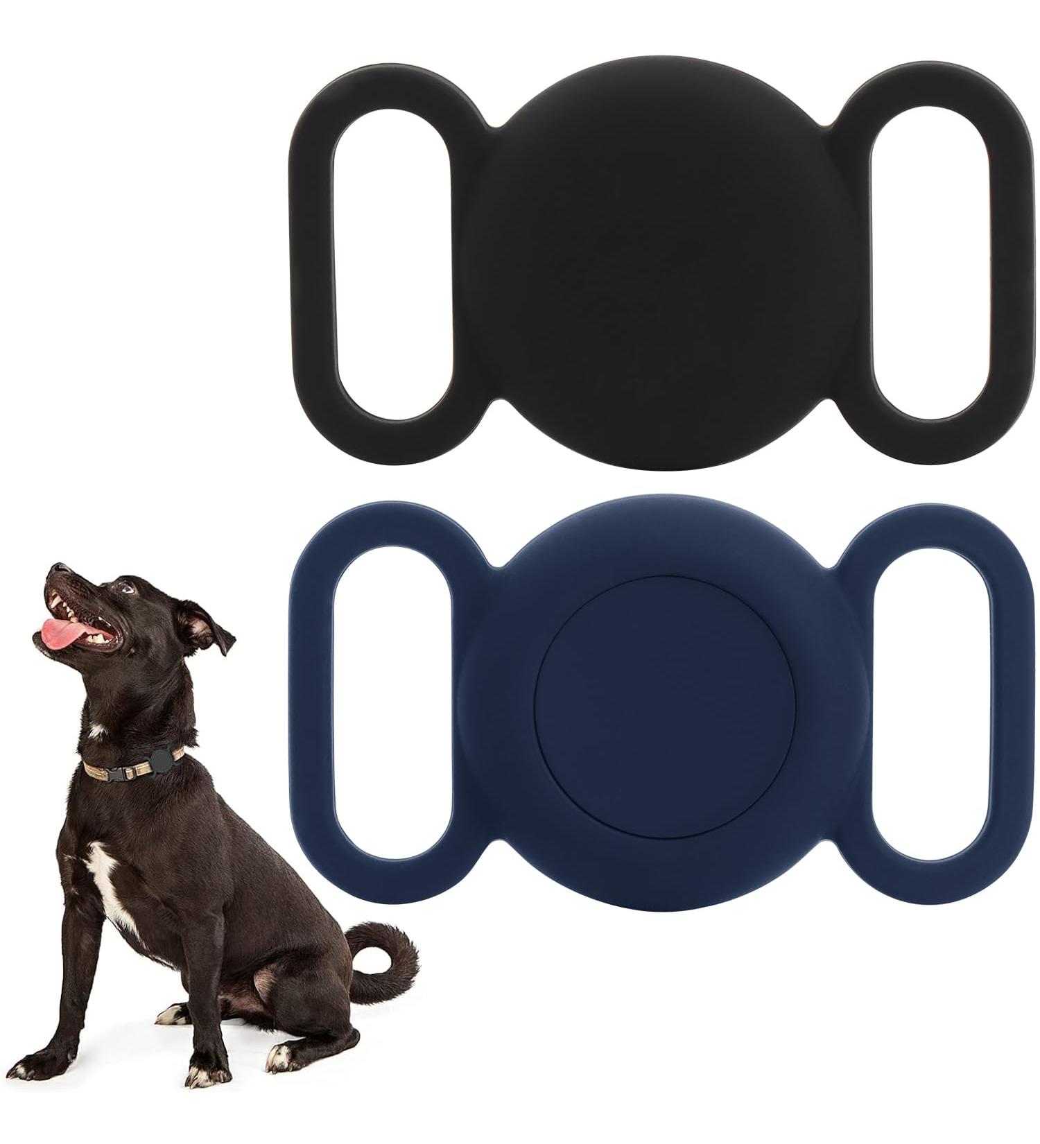 Airtag Dog Collar Waterproof Silicone Case for GPS Tracking Finder Protective Cover Compatible with Apple Airtag Safety and Anti-lost (Waterproof Black-Blue) - Buy Online on GoSupps.com