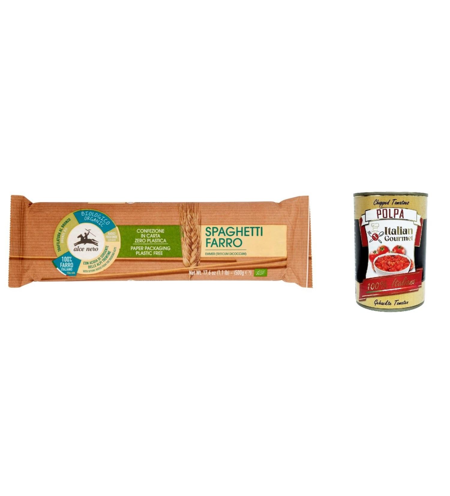  Italian Gourmet E.R. Alce Nero Spaghetti 100% Whole Wheat Wood 500g + Italian Gourmet Polpa 400g Pack of 3 - Buy Online on GoSupps.com