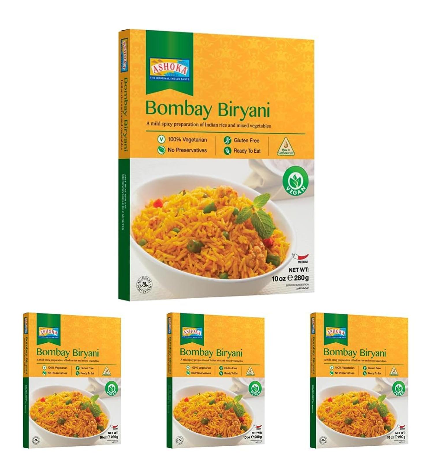 Buy ASHOKA Instant Bombay Biryani - 280g (Pack of 4) | Authentic Indian Flavors | Fast Worldwide Shipping - Buy Online on GoSupps.com