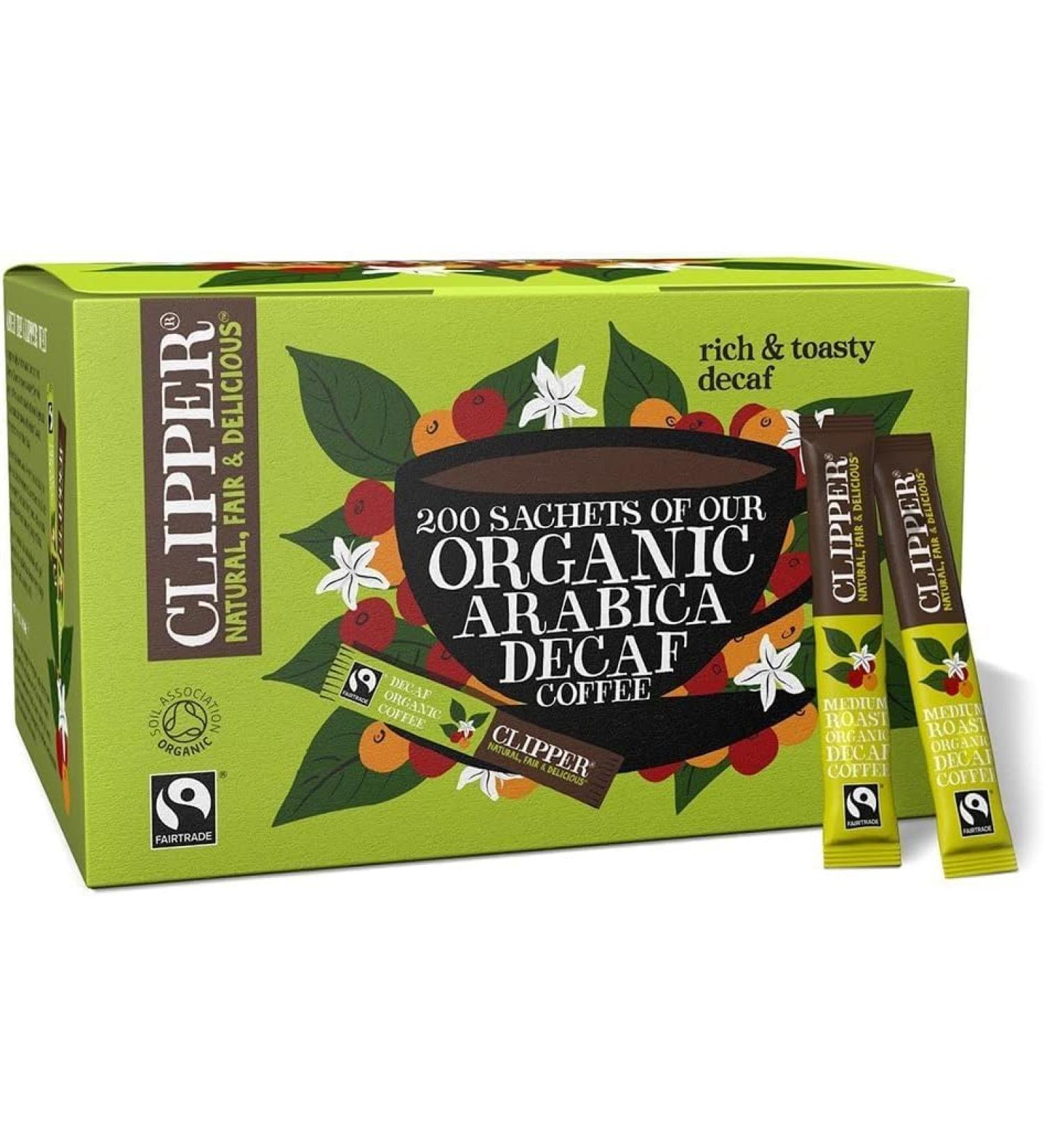 Clipper Coffee Medium Roast Decaf Arabica Coffee | 200 Sachets | Individually Wrapped Decaffeinated Instant Coffee | Gourmet Coffee (200 Sachets Decaf)