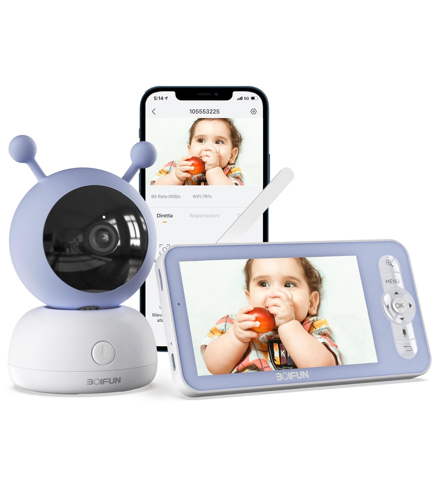 Boifun Baby Monitor with Camera App 1080p - PTZ 355 /90 4x Zoom HD Night Vision Movement & Noise Detection Temperature & Humidity Monitoring Lullaby 5.0 - Best International Shipping - Buy Online on GoSupps.com