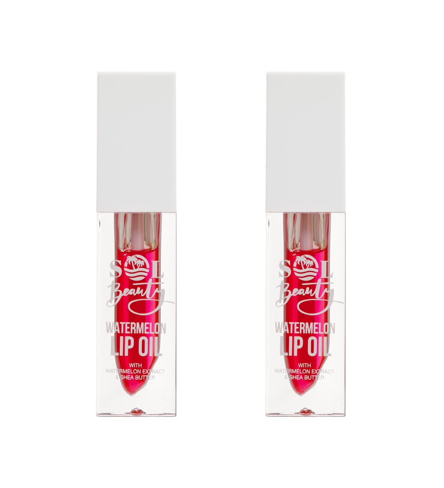 Sol Beauty Watermelon Lip Oil with Watermelon Extract and Shea Butter Nourishes Moisturizes and Softens Your Lips Vegan Friendly and Cruelty Free Lip Oil 2 x 3g - Buy Online on GoSupps.com