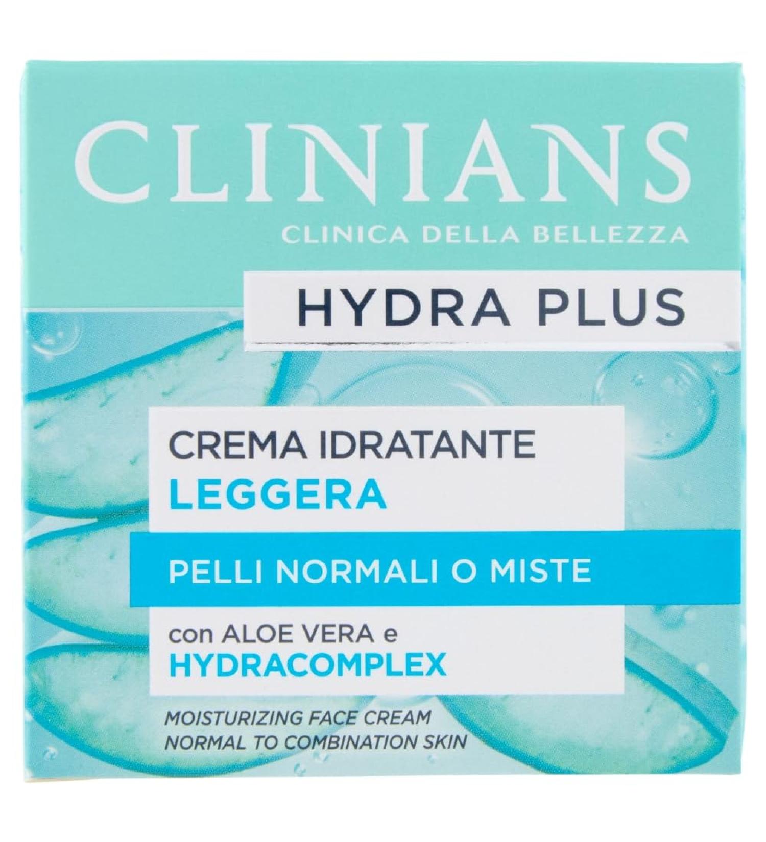 CLINIANS Hydra Plus Light Face Moisturizer Dermatologically Tested Made in Italy 50 ml