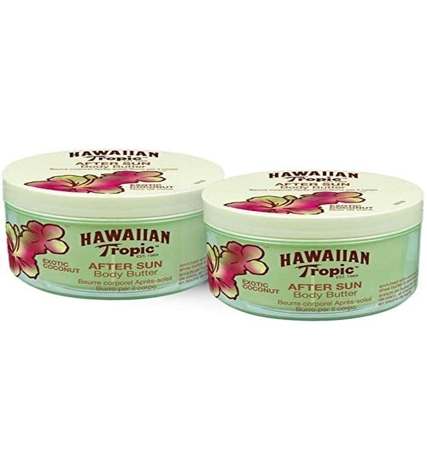 Hawaiian Tropic - AfterSun Body Butter Exotic Coconut - After Sun Body Cream with fresh Coconut aroma 200 ml format - Pack 2 Units Coconut fresh