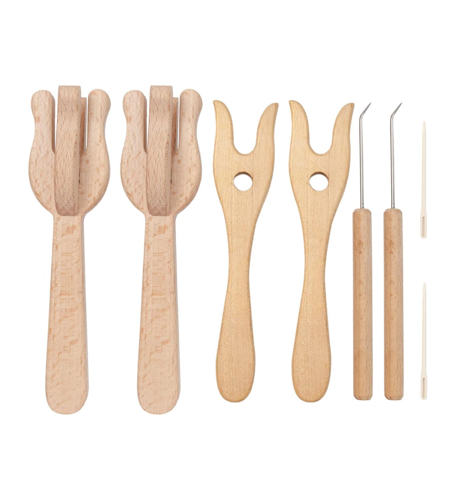 Lucet Fork and Needle Kit - 8Pcs Wooden Crochet Fork Set for DIY Bracelet and Necklace Weaving - Buy Online on GoSupps.com