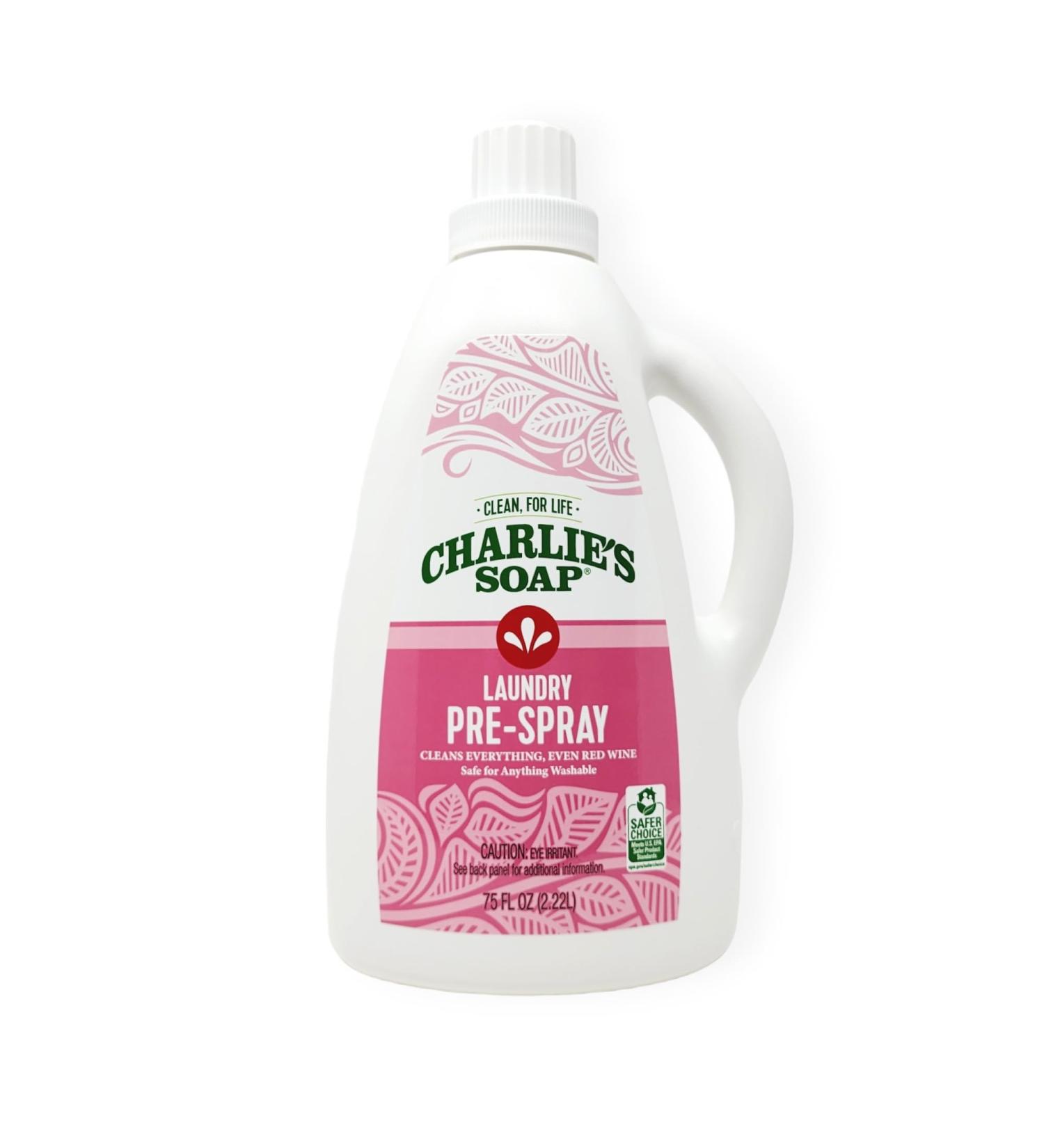 Charlie's Soap Laundry Pre-Spray Stain Remover Refill 75oz - Natural Eco-Friendly Laundry Pretreat for Tough Stains - International Shipping Available - Buy Online on GoSupps.com