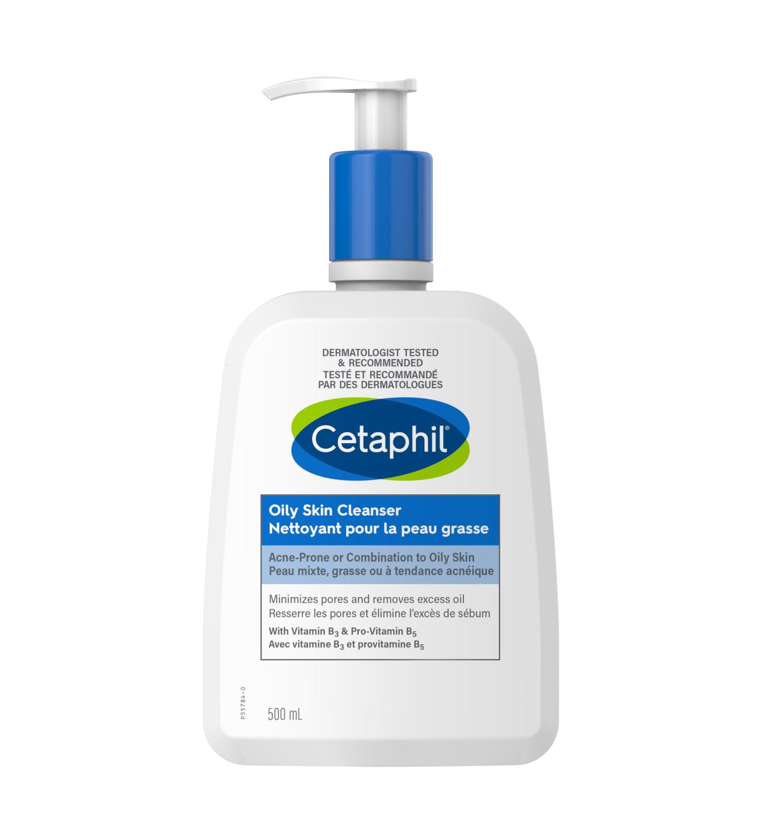 Cetaphil Oily Skin Cleanser (500ml) - Gentle Foaming Daily Facial Cleanser Ideal Face Wash for Sensitive Acne Prone Combination to Oily Skin Dermatologist Recommended - Buy Online on GoSupps.com