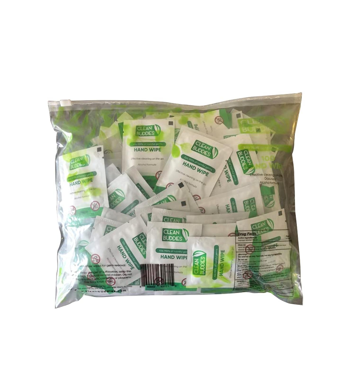 Clean Buddies Hand Sanitizing Wipes - Individually Wrapped for Advanced Defense - Travel Size Pack of 100 - Buy Online on GoSupps.com