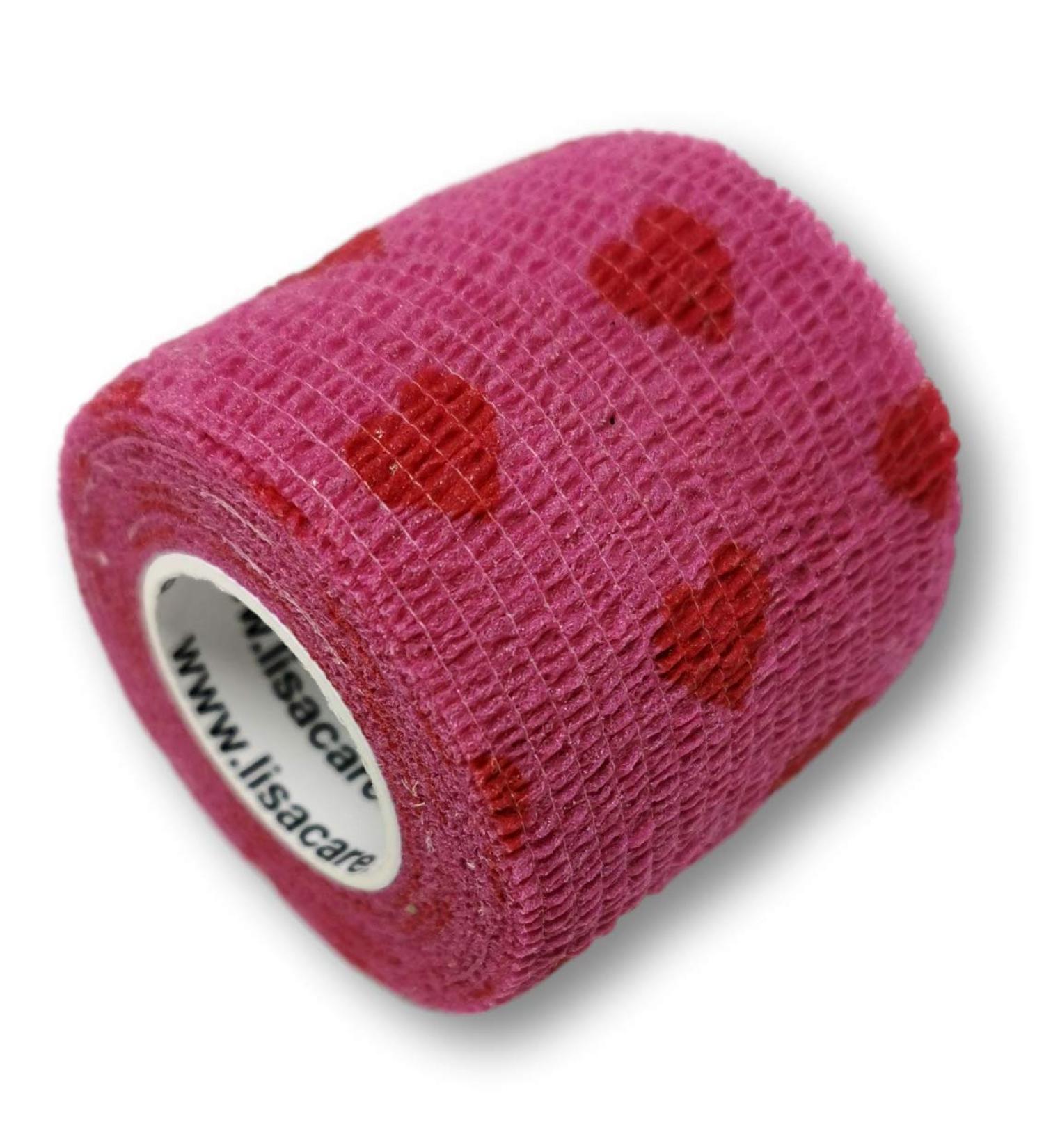 Lisacare Self-Adhering Bandages - 2 Rolls 5cm Wide - Elastic for Kids - Heart Pink - Huge Color & Motif Selection - Buy Online on GoSupps.com