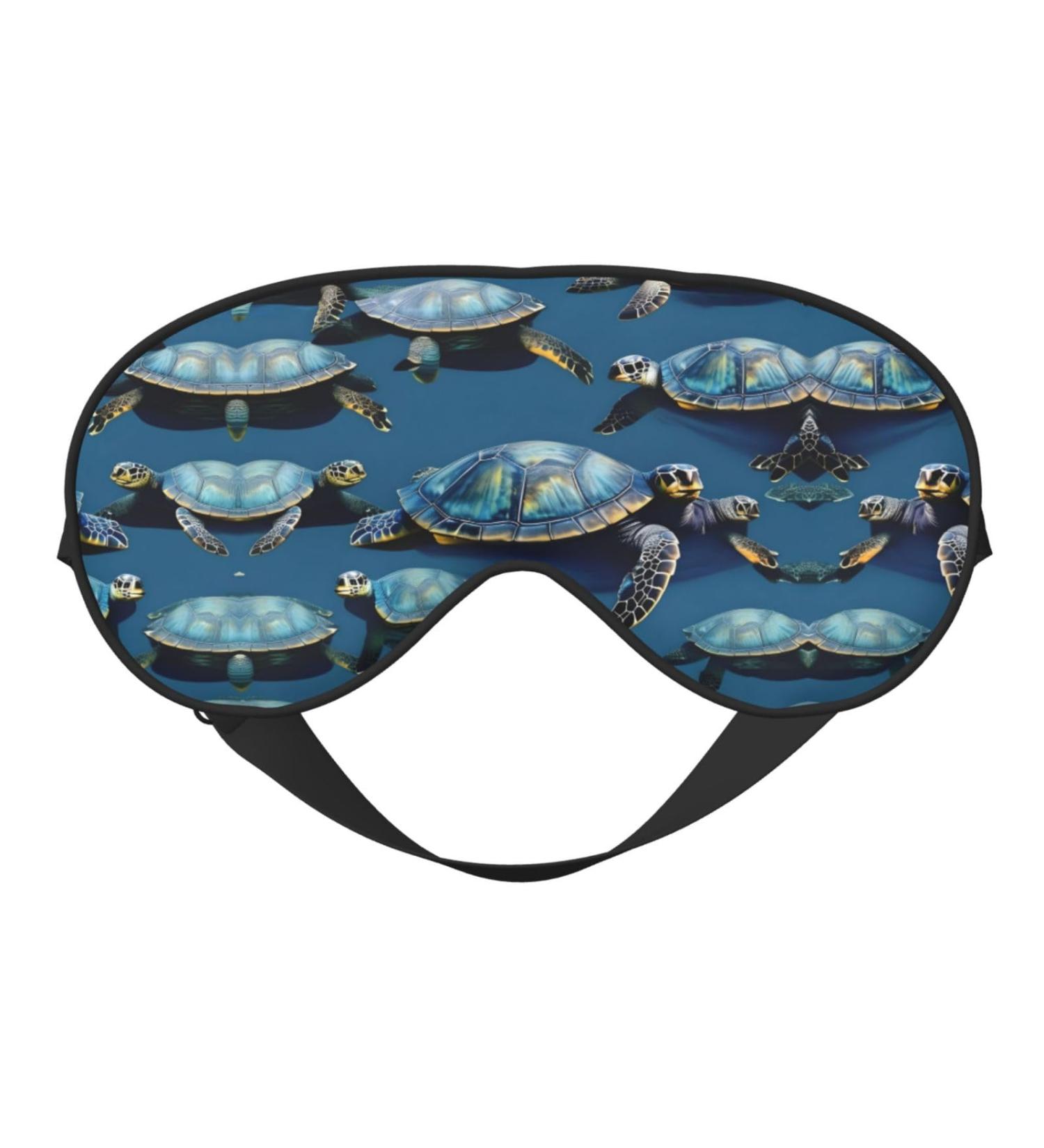 Many Sea Turtle Blue Print Unisex Sleep Mask | Double-Sided Eye Mask for Sound Sleep & Skin Care | International Shipping Available - Buy Online on GoSupps.com