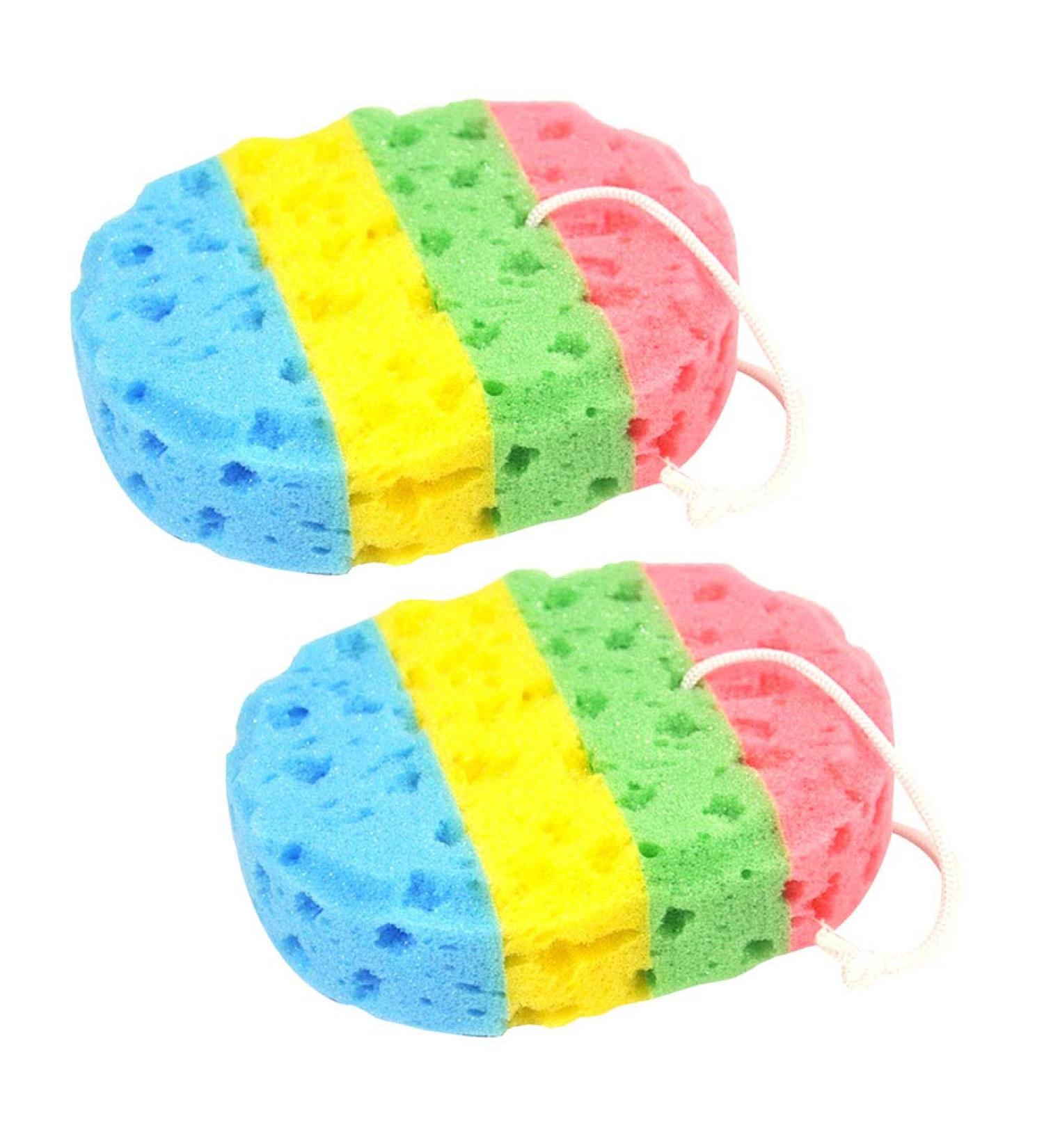 Buy Frcolor 2pcs Bath Sponge Set Colorful Oval Seaweed Scrubber | International Shipping Available - Buy Online on GoSupps.com
