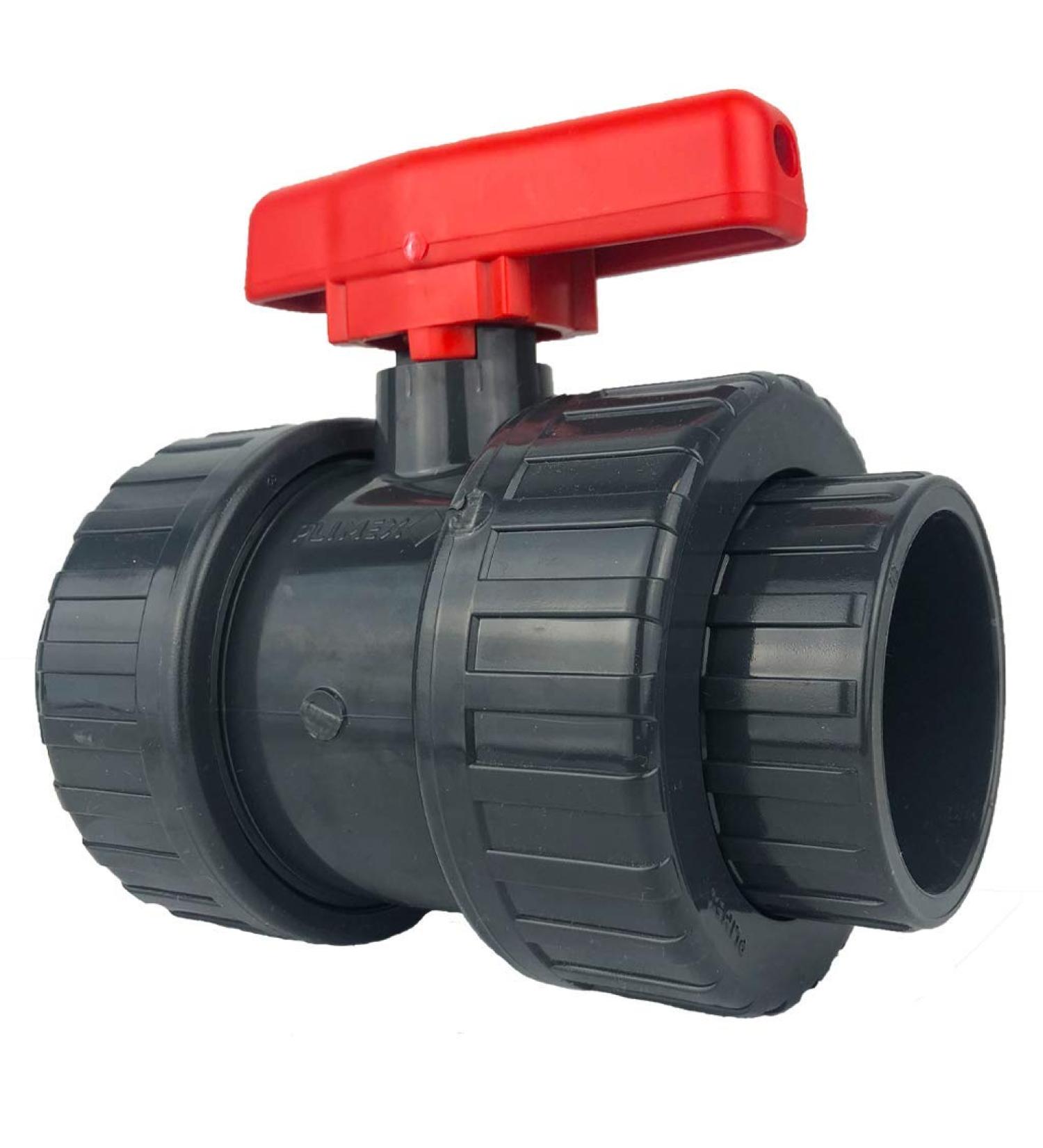 well2wellness PVC ball valve with union on both sides 50mm red handle adhesive connection 50mm (red)