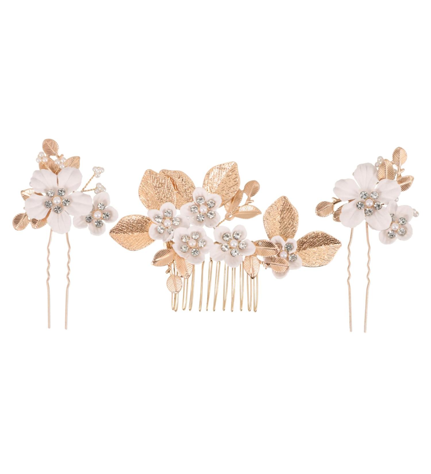Mikinona 1 Set Leaves and Flowers Hair Comb Wedding Hairpin Hair Accessories for Women Flower Headpieces for Women Girl Headpieces for Wedding Bride Headpiece Flower Hair Combs - Buy Online on GoSupps.com