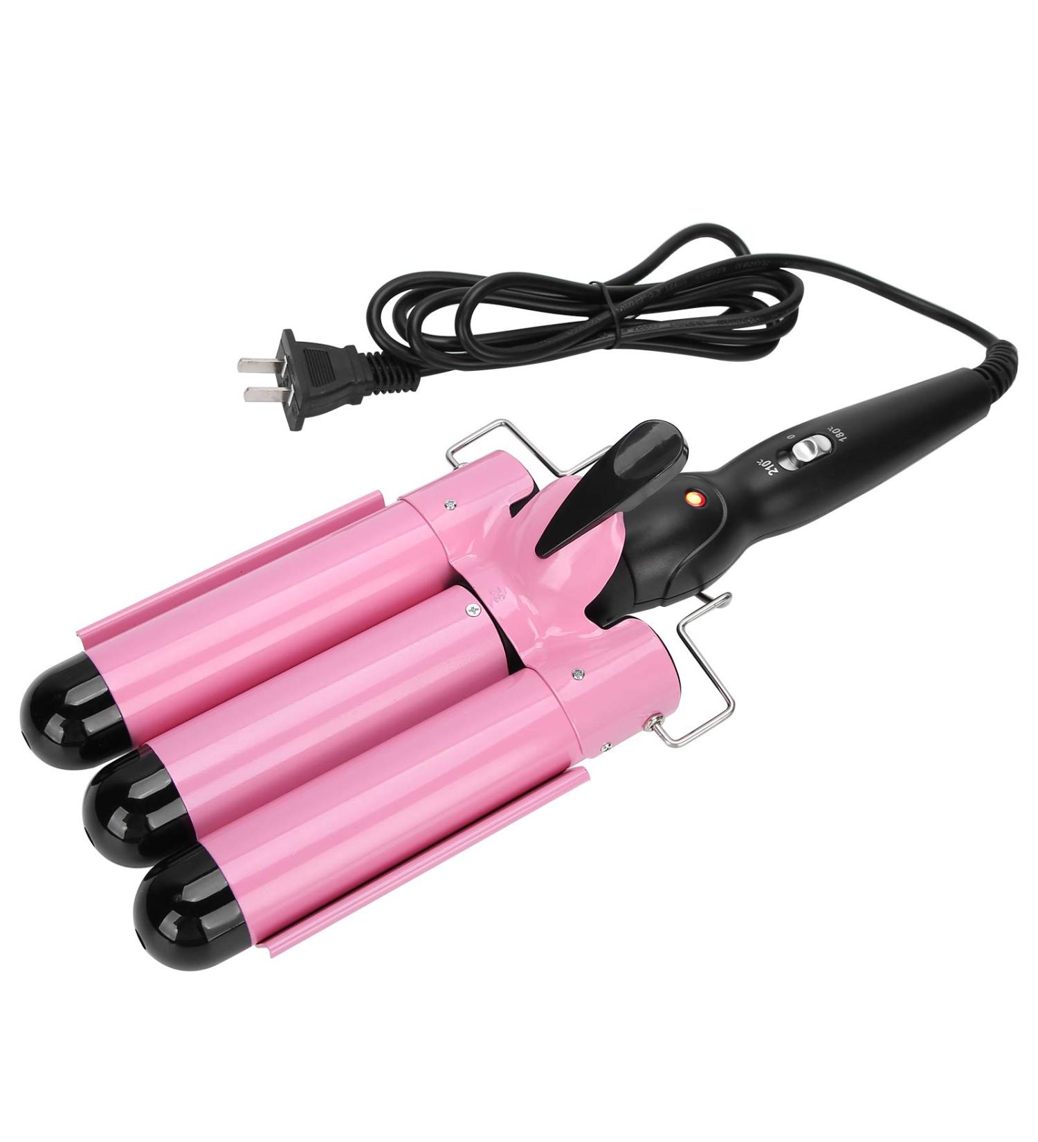3 Barrel Curling Iron Wand Adjustable Hair Crimpers Hair Styling Tool Hair Curler Waver Crimper for Home and Salon 110V 240V (Pink 32mm) US Plug Pink 32mm - Buy Online on GoSupps.com