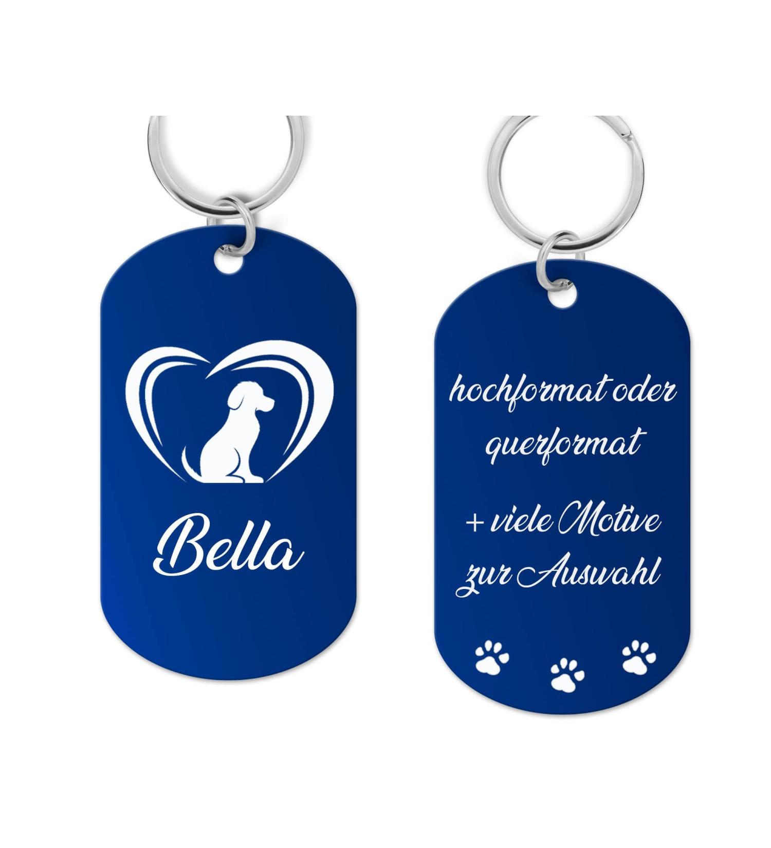 Aluminum dog brand shield with engraving-dog stark personalized with high-quality laser engraving address pendant dog personalized for dogs or cats (dark blue) 49x29x1 mm Piu-Hm-Sch-01