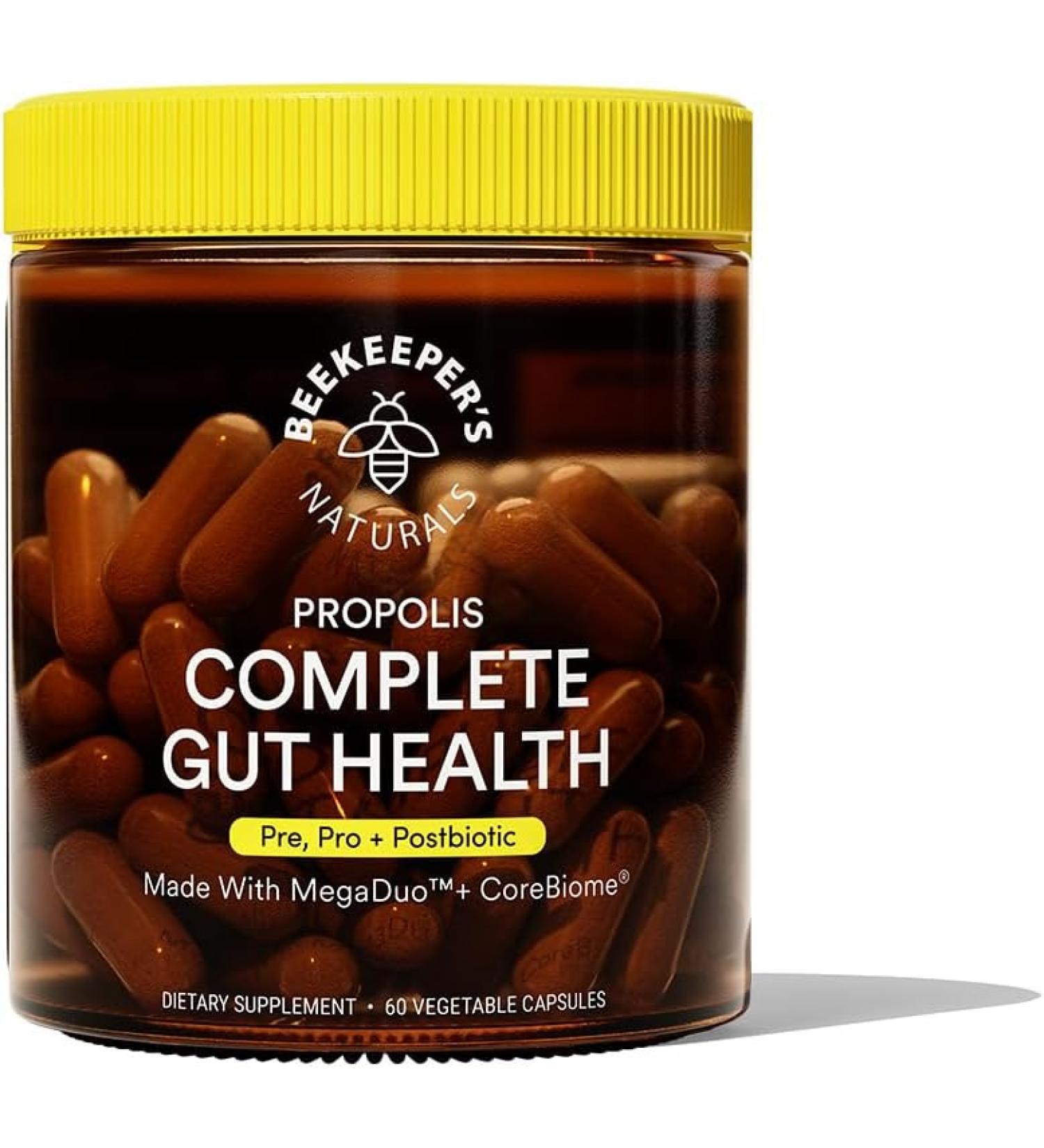 Beekeeper's Naturals B.Biome 3-in-1 Prebiotic Probiotic & Postbiotic Supplement | Gut & Digestive Health | Dairy/Gluten-Free Vegan Capsules - 60ct - Buy Online on GoSupps.com