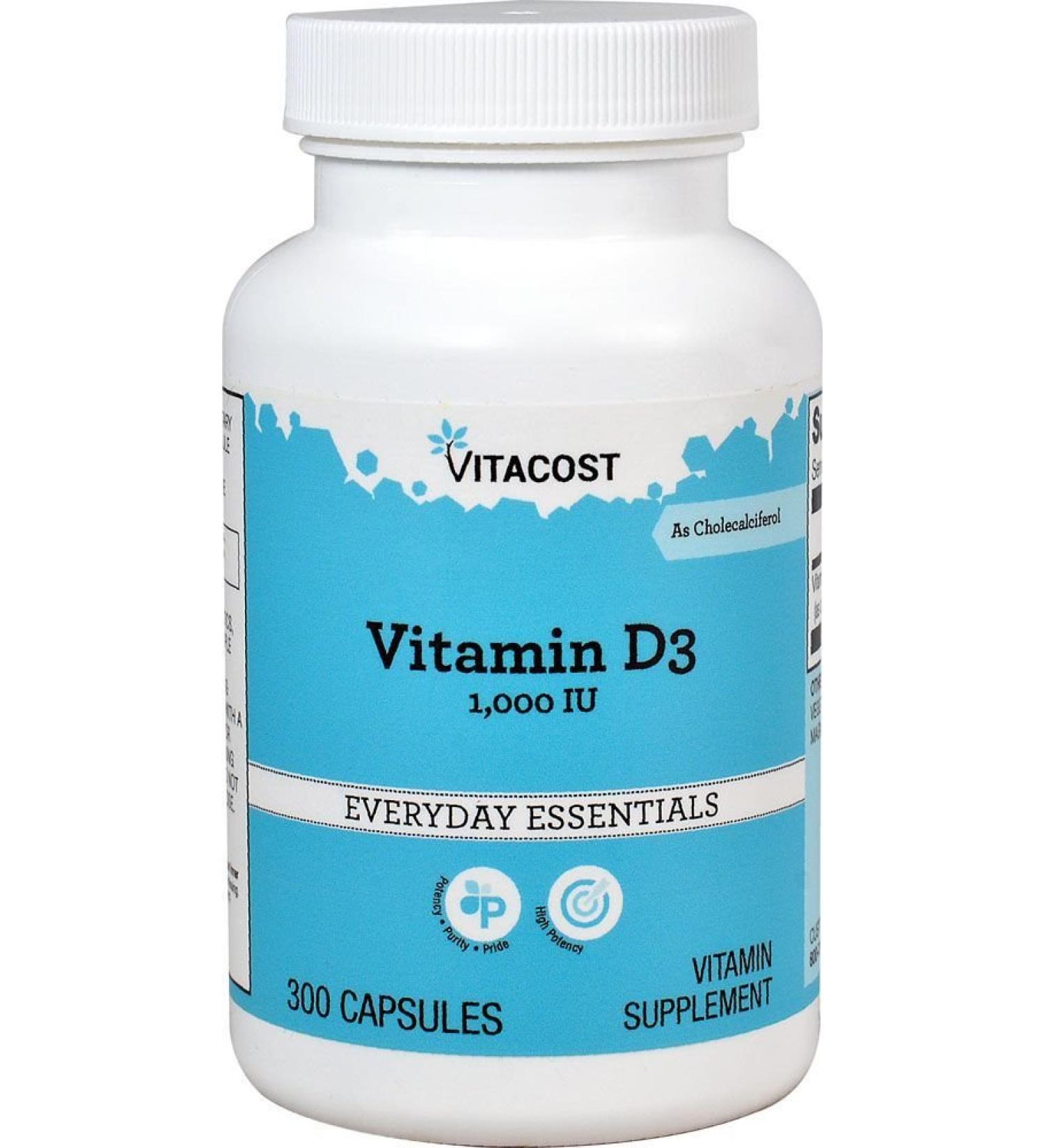 Vitacost Vitamin D3 (as Cholecalciferol) -- 1000 IU - 300 Capsules