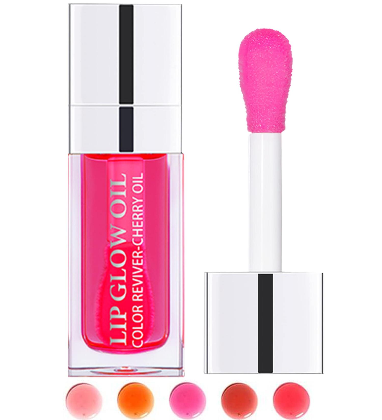 Plumping Lip Glow Oil Hydrating Tinted Lip Oil Gloss Transparent Toot Lip Oil Long Lasting Lip Balm Moisturizing Glow Oil Fresh Texture Glitter Shine Primer Lip Tint Lip Care Product (015 Cherry) #015 Cherry - Buy Online on GoSupps.com