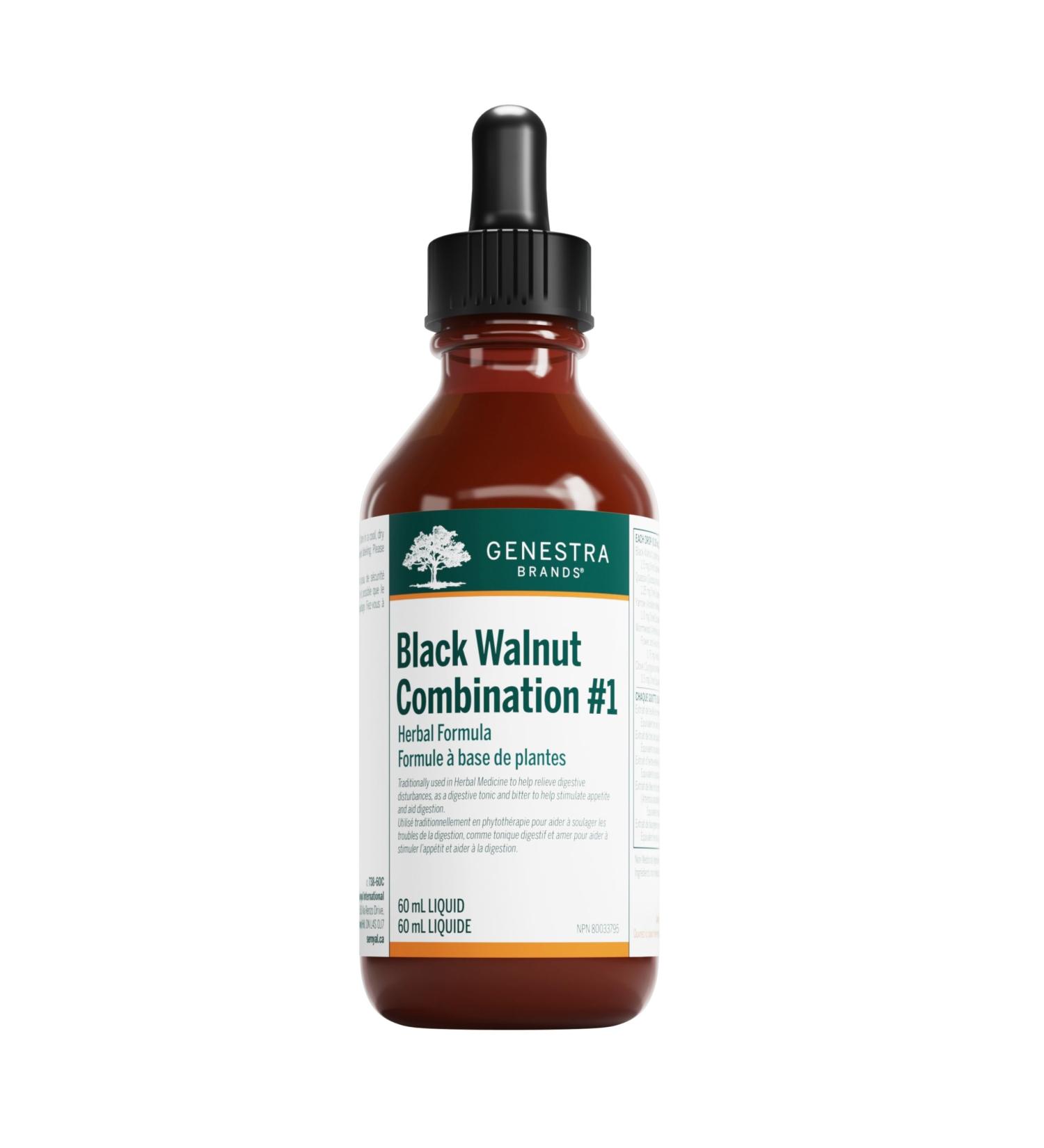 Genestra Brands - Black Walnut Combination # 1 - Herbal Liquid to Support Digestive Health - 60 ml Liquid - Buy Online on GoSupps.com