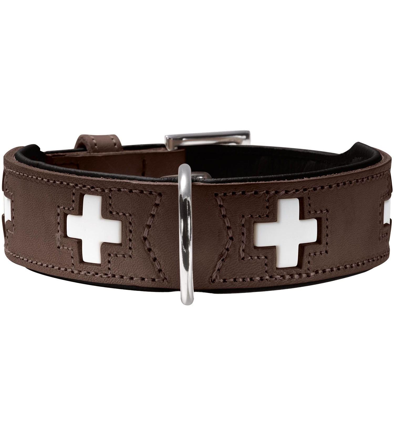 HUNTER SWISS High Quality Leather Dog Collar - Brown/Black Size SM (47) | Stylish & Durable - Buy Online on GoSupps.com