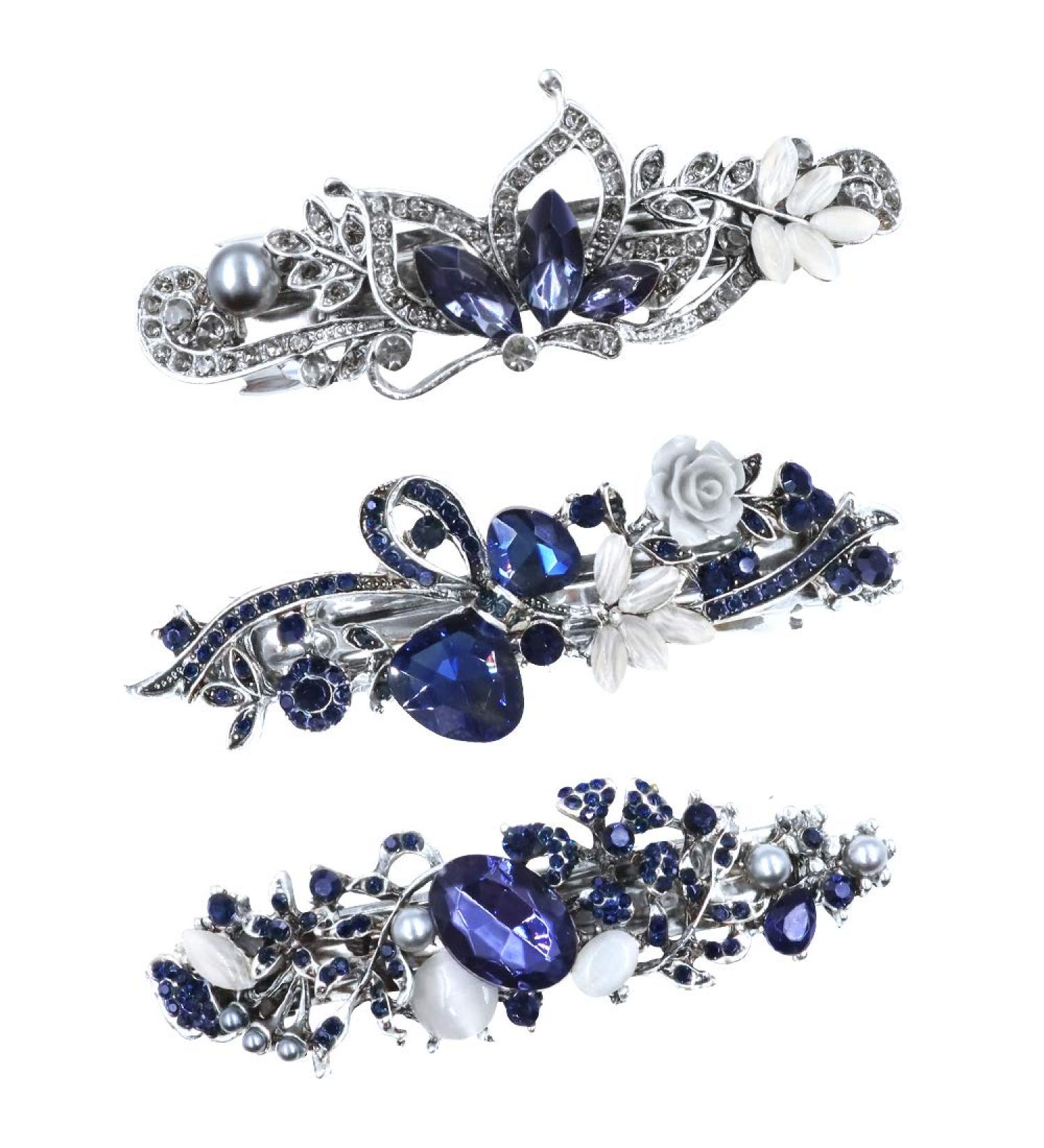 NODG Crystal Rhinestone Butterfly Hair Barrettes Set - Vintage French Clips for Women and Girls - Buy Online on GoSupps.com