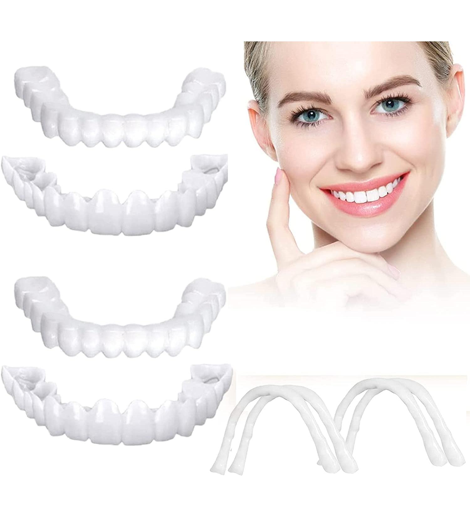 4 PCS Fake Teeth Dentures for Men & Women, Temporary Dental Veneers - Natural & Comfortable Smile Restoration in Natural Shade - Buy Online on GoSupps.com