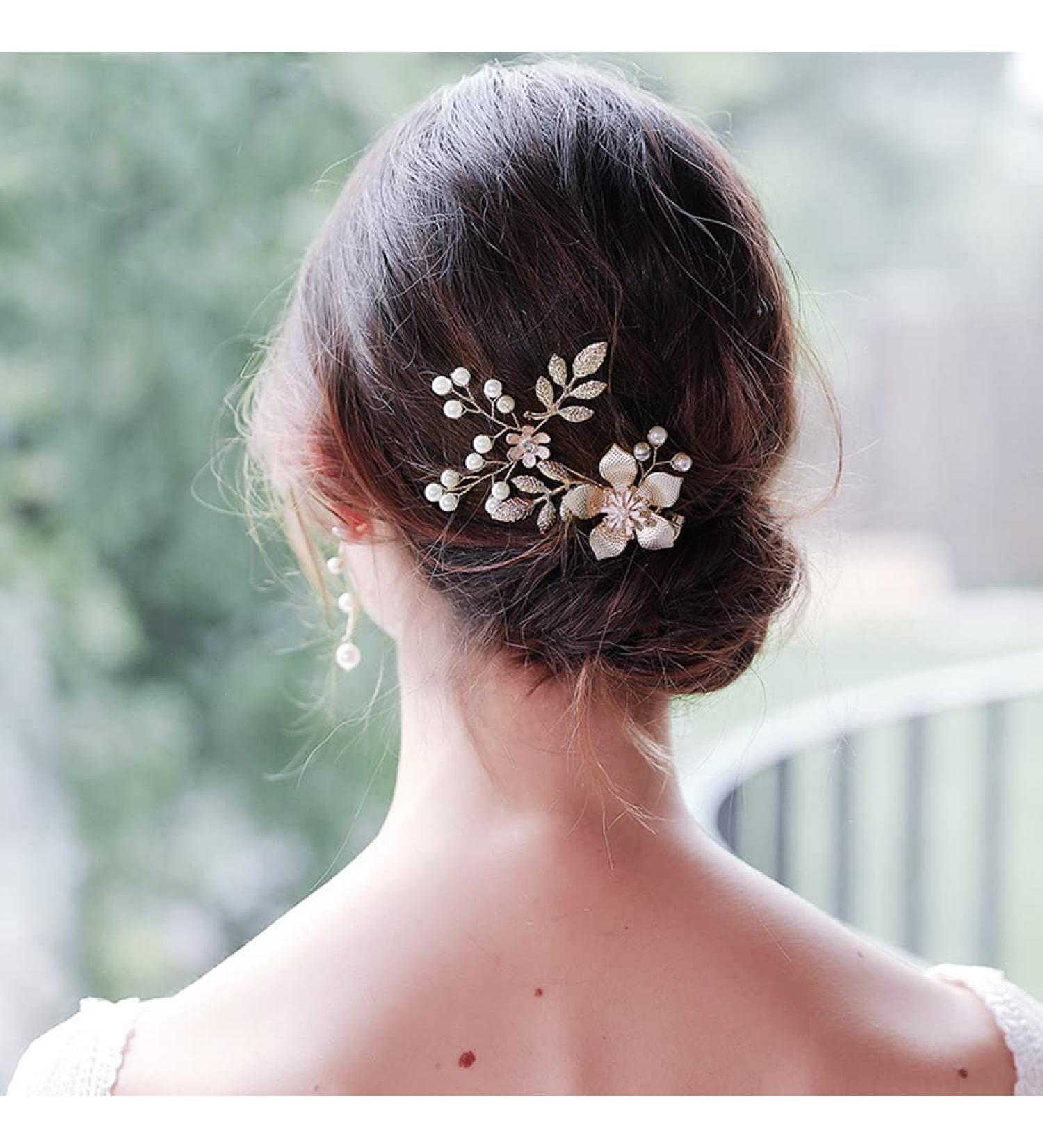 BSLVWG Hair Clip Rhinestone Bridal Hair Accessories Silver Flower Hair Clip for Bride Bridesmaid Handmade Flower Hair Pins Head Pieces for Women and Girls wedding Hair Piece - Buy Online on GoSupps.com