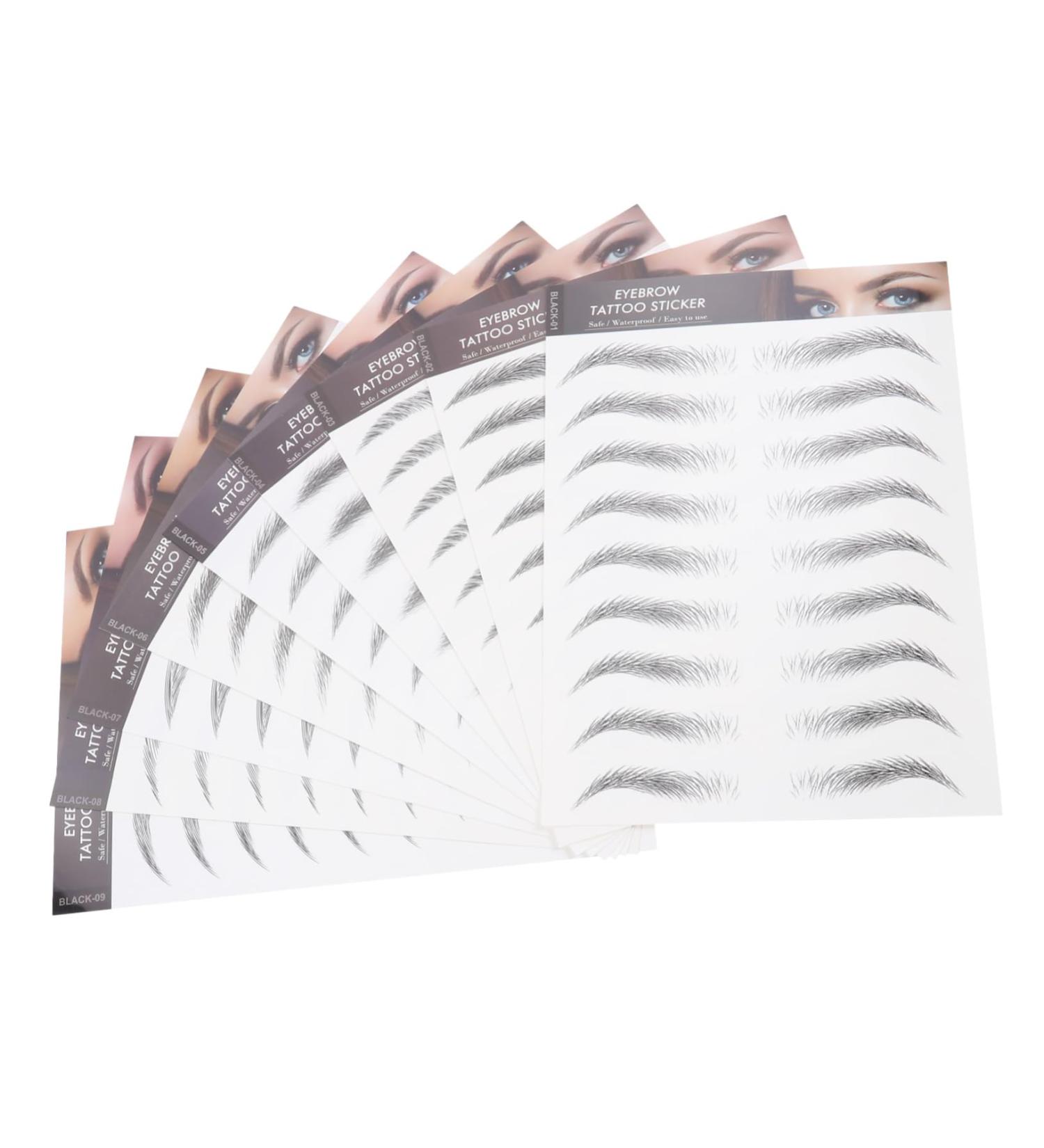 Housoutil 9 Sheets Imitation Eco Eyebrow Sticker 6d Hair-like Eyebrows Stickers Modeling Transfer Stickers 4d 21.5X14.5cm Black - Buy Online on GoSupps.com
