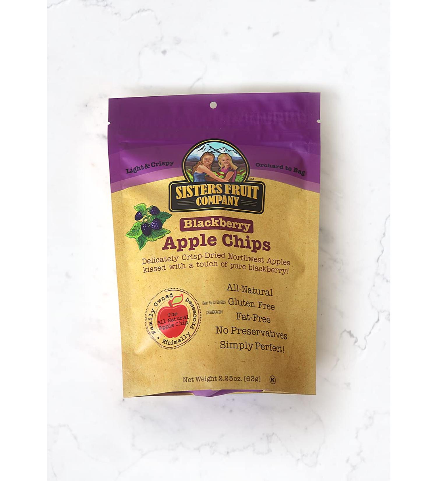 Sisters Fruit Co. Blackberry Apple Chips - All-Natural, No Preservatives, Fat-Free (6 bags, 2.25 oz) - Buy Online on GoSupps.com