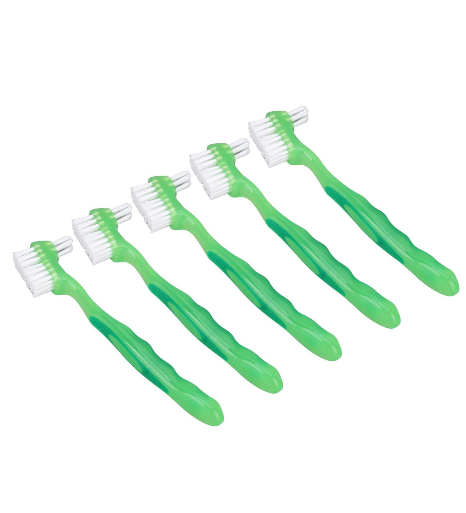 Prosthesis Brushes Set | Double-Sided Soft Hair | Plaque Removal & Loose Toothbrush for Seniors | Portable & Everyday Use (Green) - Buy Online on GoSupps.com