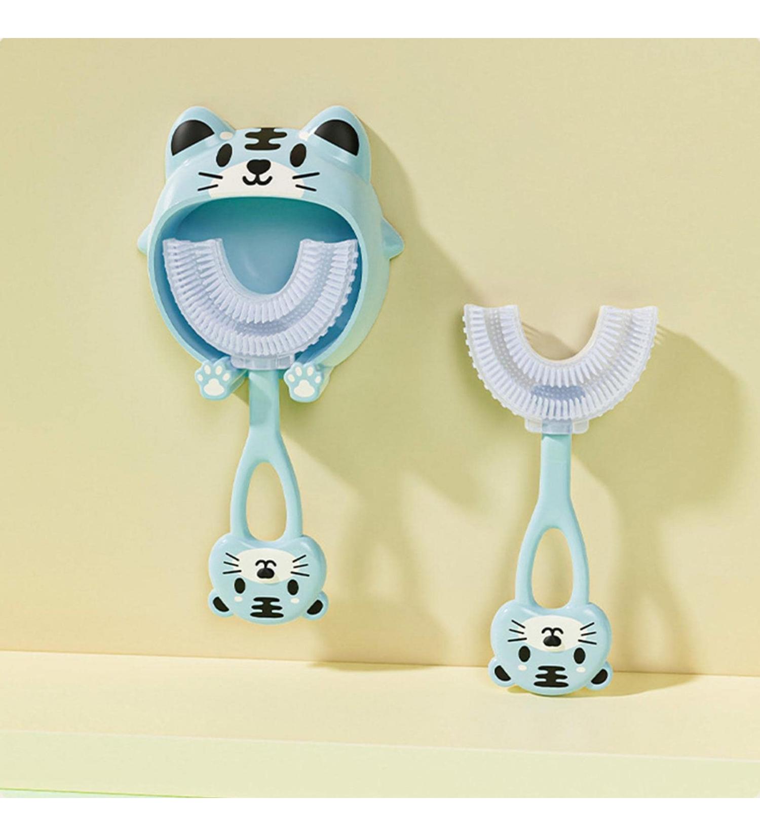 Buy Blue Tiger Baby Training Toothbrush - Soft Silicone Manual Toothbrush for Kids 2-6 Years | Cartoon Design for Complete Dental Hygiene - Buy Online on GoSupps.com