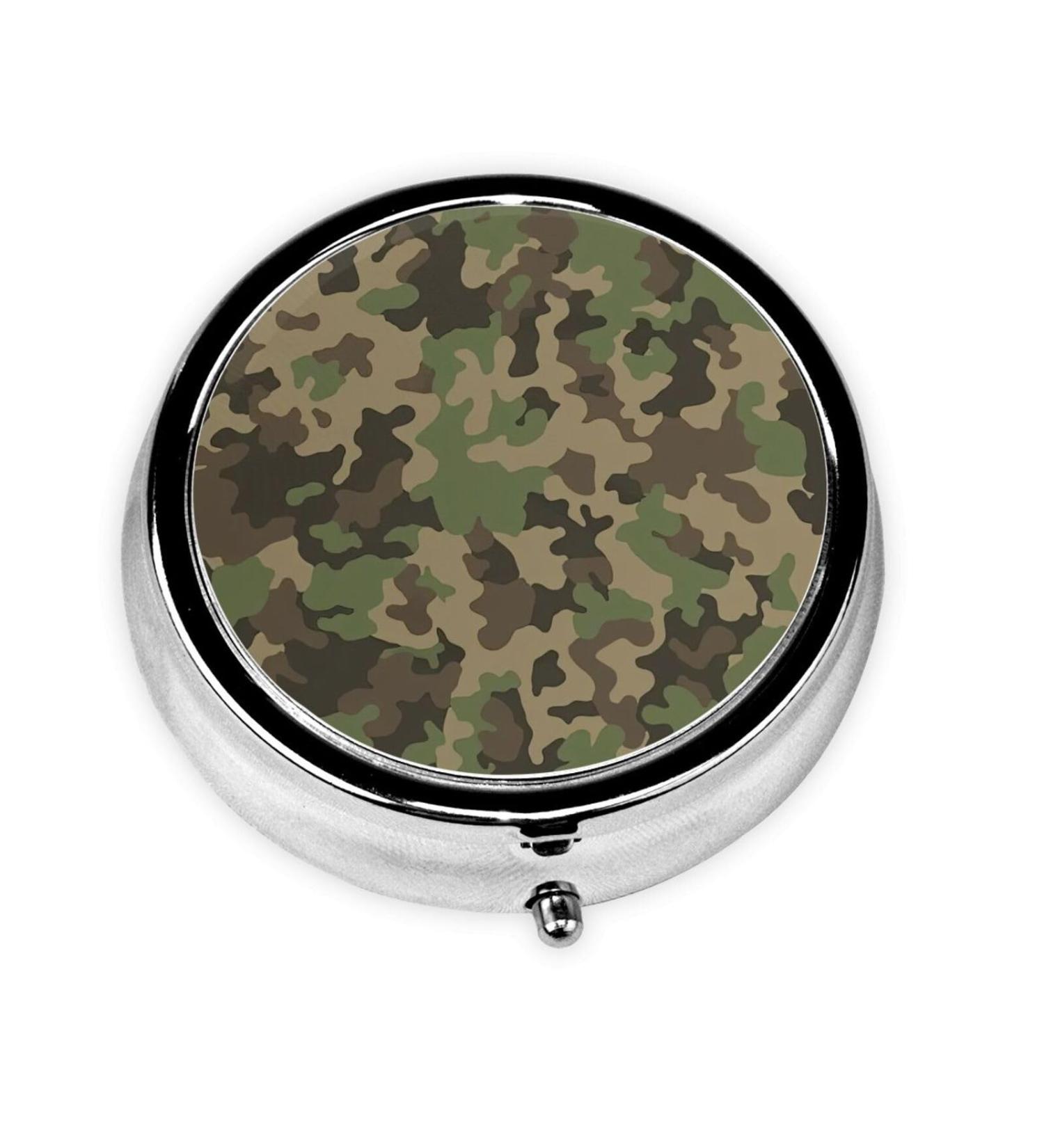 Buy Green Camo Portable Round Pill Box - Lightweight Moisture-Proof & Perfect for Vitamins | International Shipping Available - Buy Online on GoSupps.com
