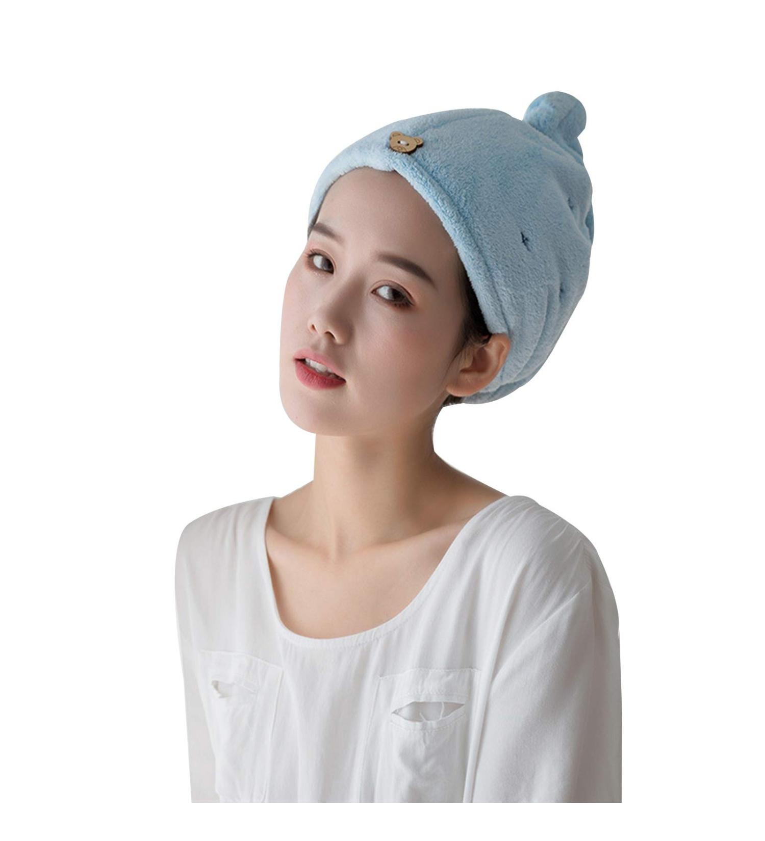 Yuyi Hair Towel - Quick Drying Microfiber Turban Wrap for Women & Girls - Ultra Absorbent Anti-Frizz Hood for Long & Thick Hair (Blue) - Buy Online on GoSupps.com