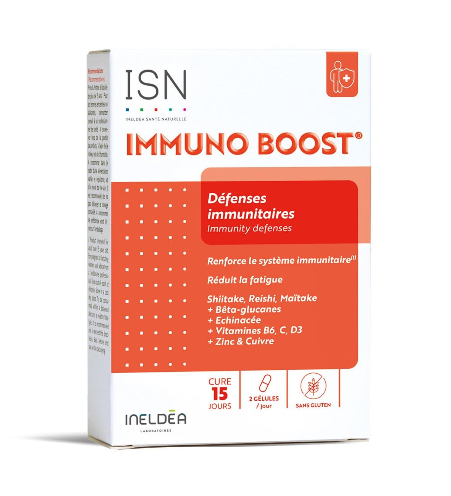 ISN - IMMUNO BOOST - Renforce l'immunit & R duit la fatigue - chinac e B ta-glucanes Vitamines B6 C & D3 Zinc & Cuivre - Complexe de 3 champignons : Reishi Shiitake & Mitake - Cure de 15 jours - Buy Online on GoSupps.com