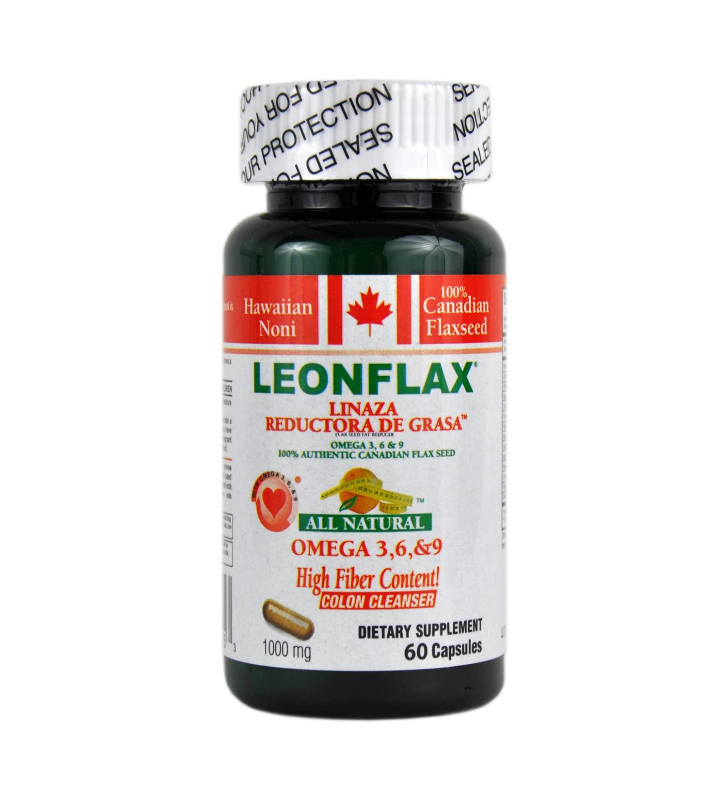 LEONFLAX 100% Authentic Canadian Flax Seed - 60 Capsules for Digestive Health - 60 Count Bottle - Buy Online on GoSupps.com