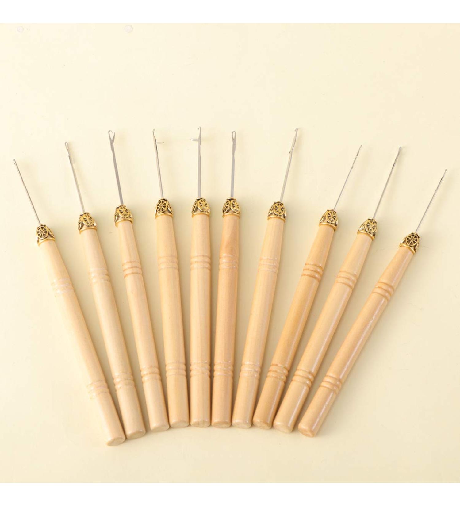 Beaupretty 10pcs Dreadlock Crochet Hooks with Wooden Handle DIY Hair Extensions & Micro Braids for Dreadlocks - Buy Online on GoSupps.com