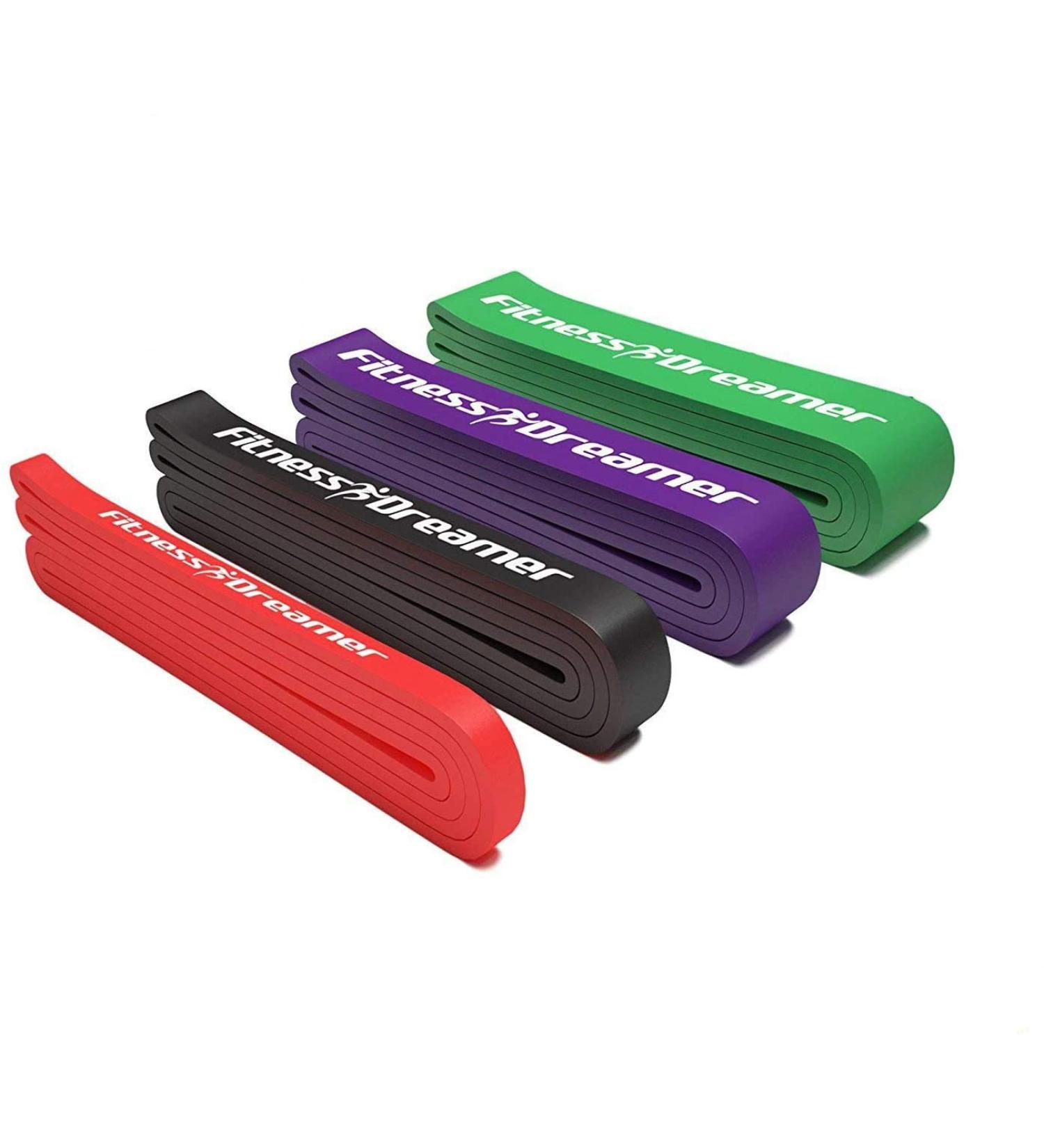 Buy Resistance Bands Set - 4 Exercise Loop Bands for Fitness Therapy & Strength Training | Improve Mobility & Strength - Red Black Purple & Green - Buy Online on GoSupps.com