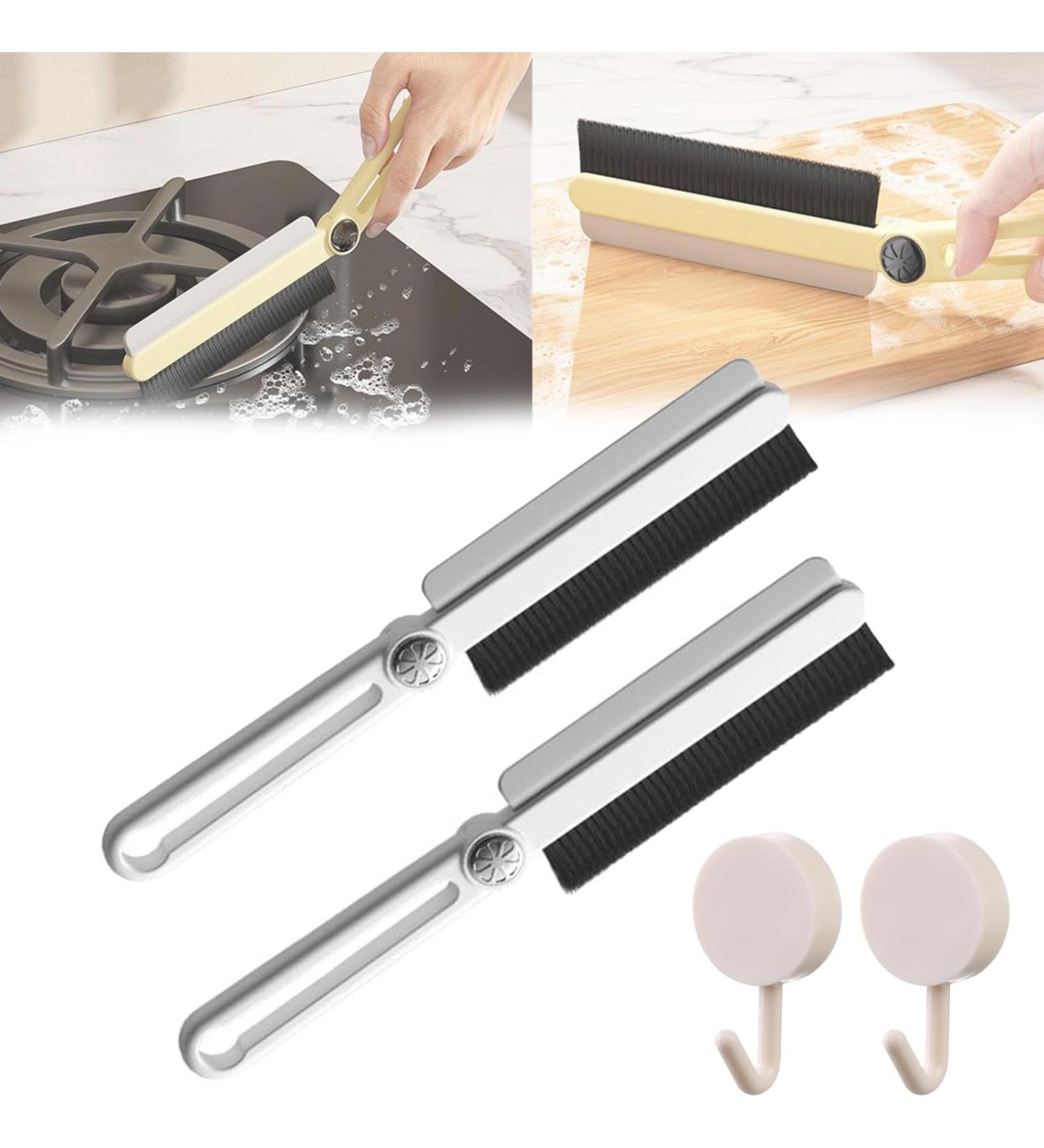 Multi-Function Rotating Crevice Cleaning Brush Hard Bristle Crevice Cleaning Brushes with Scraper 25 Degree Rotating Cleaning Brush for Toilet Bathroom Sink Window (2pcs White) - Buy Online on GoSupps.com