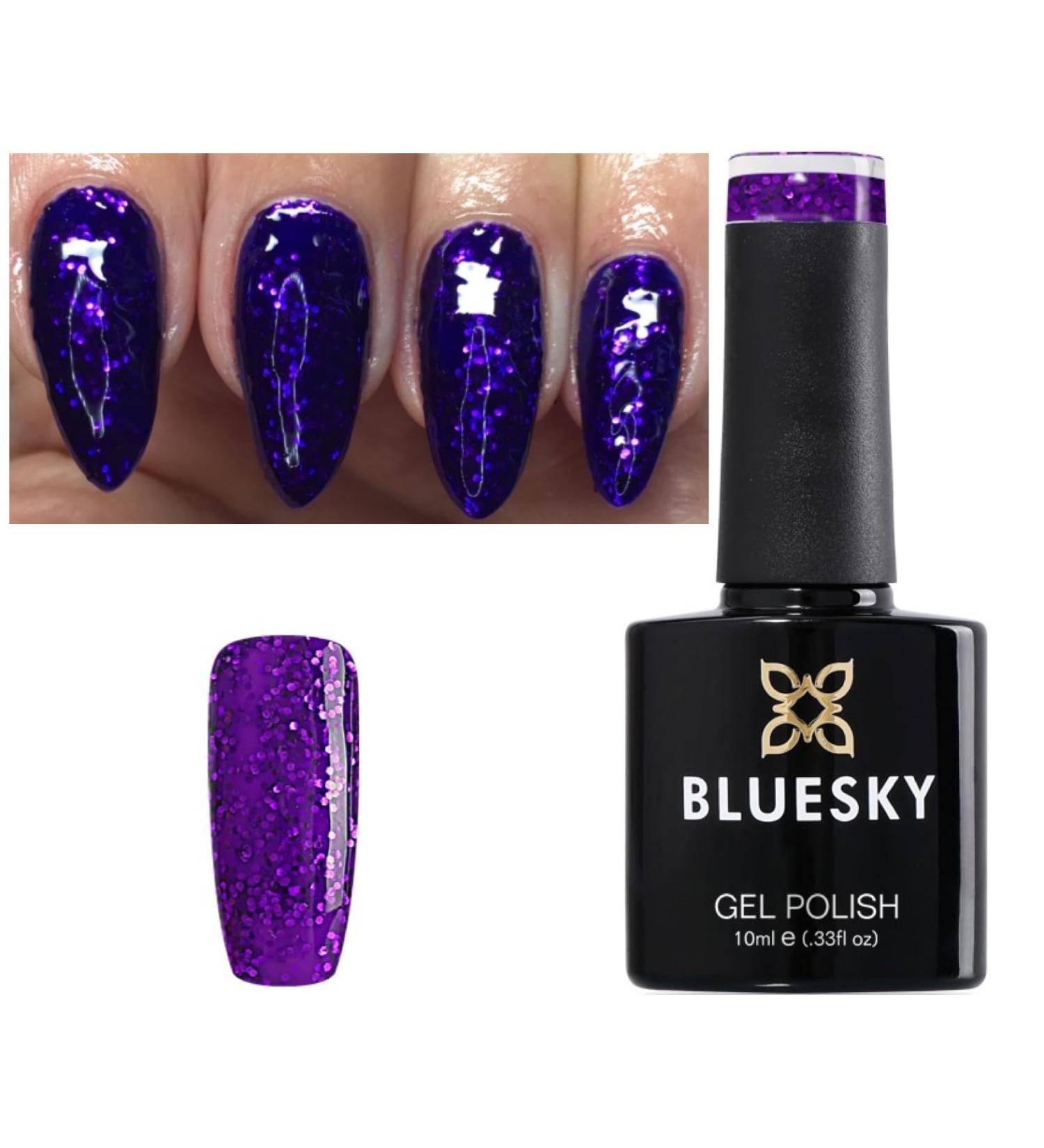 Bluesky NAIL GEL POLISH PURPLE GLITTER BLUE GLITTER TINSEL TOWN UV LED Soak Off 10ml BSH052 - Buy Online on GoSupps.com
