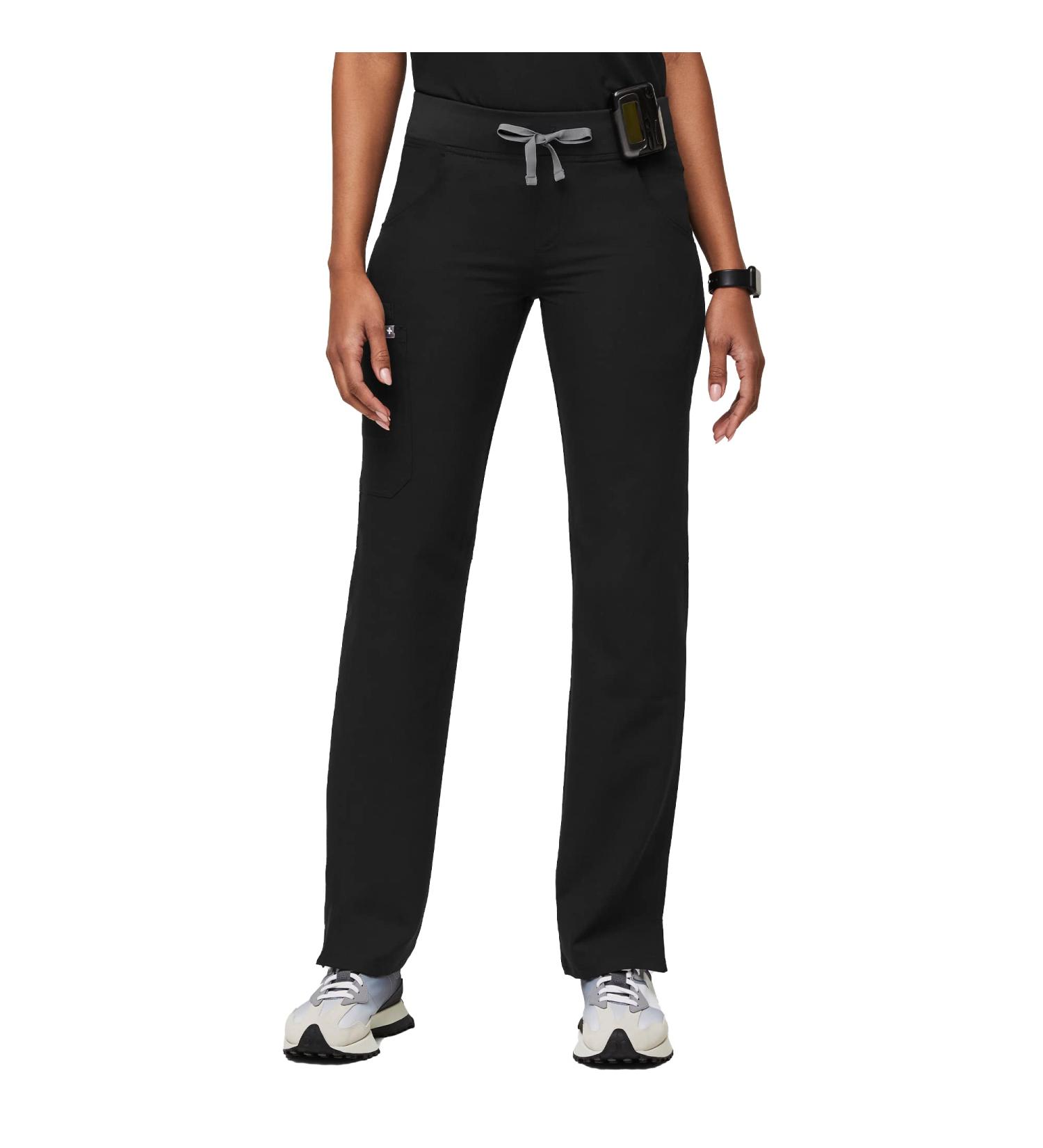 FIGS Kade Cargo Scrub Pants for Women - Classic Fit Straight Leg - 4 Pockets - Yoga Waistband - Anti-Wrinkle - Regular Large Black - Buy Online on GoSupps.com