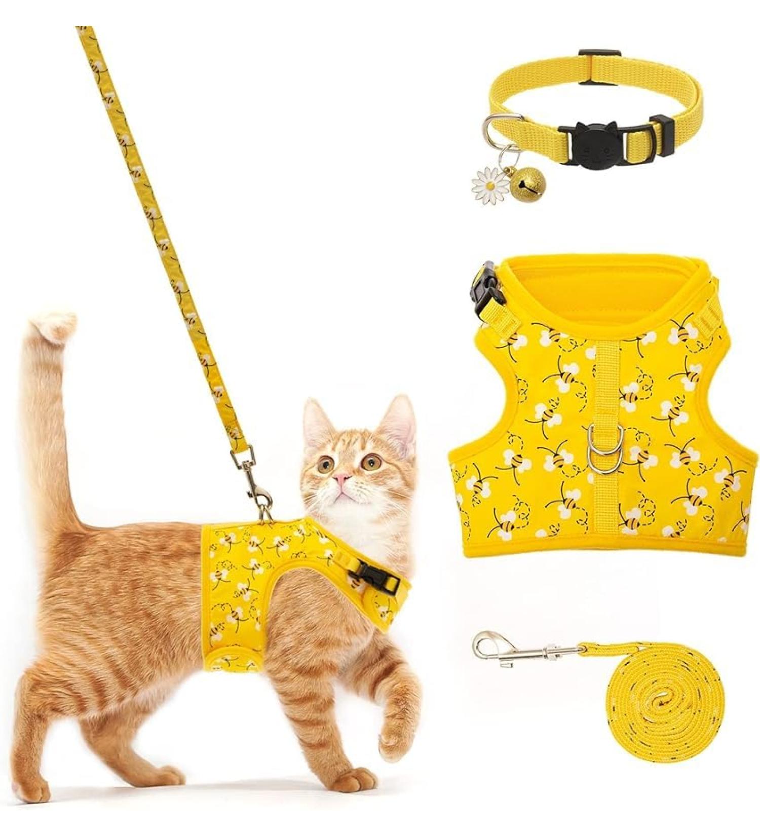 Breakproof 1.3m Retractable Cat Leash & Adjustable Mesh Harness | Reflective Cat Vest for Cats Small Dogs & Rabbits - Buy Online on GoSupps.com
