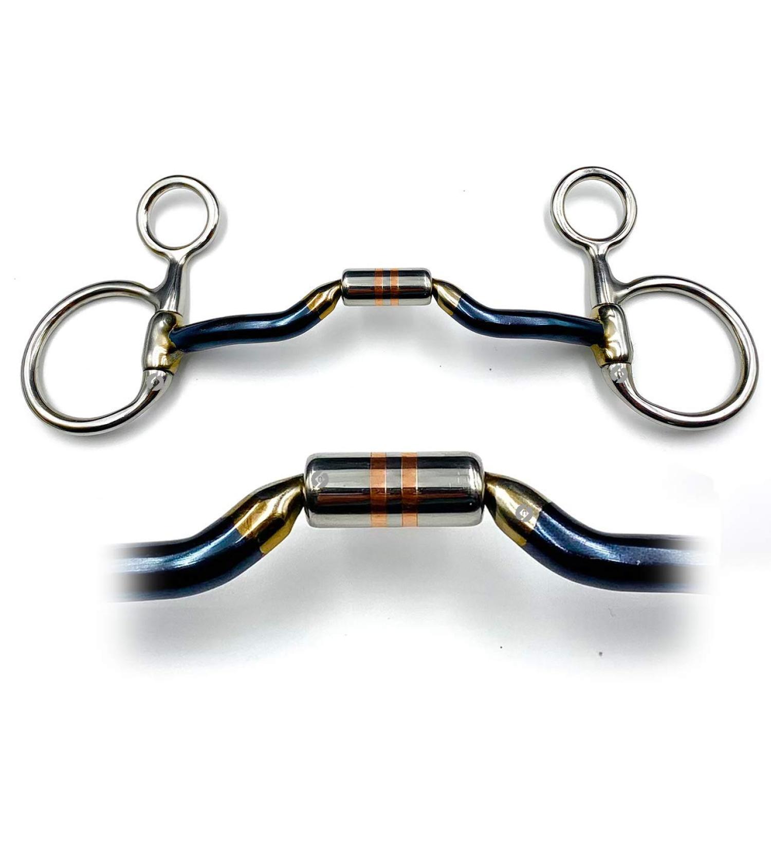 OTTE Western Baucher Hanging Cheek Blue Sweet Iron Copper Roller Horse Bit Snaffle (5") - Buy Online on GoSupps.com