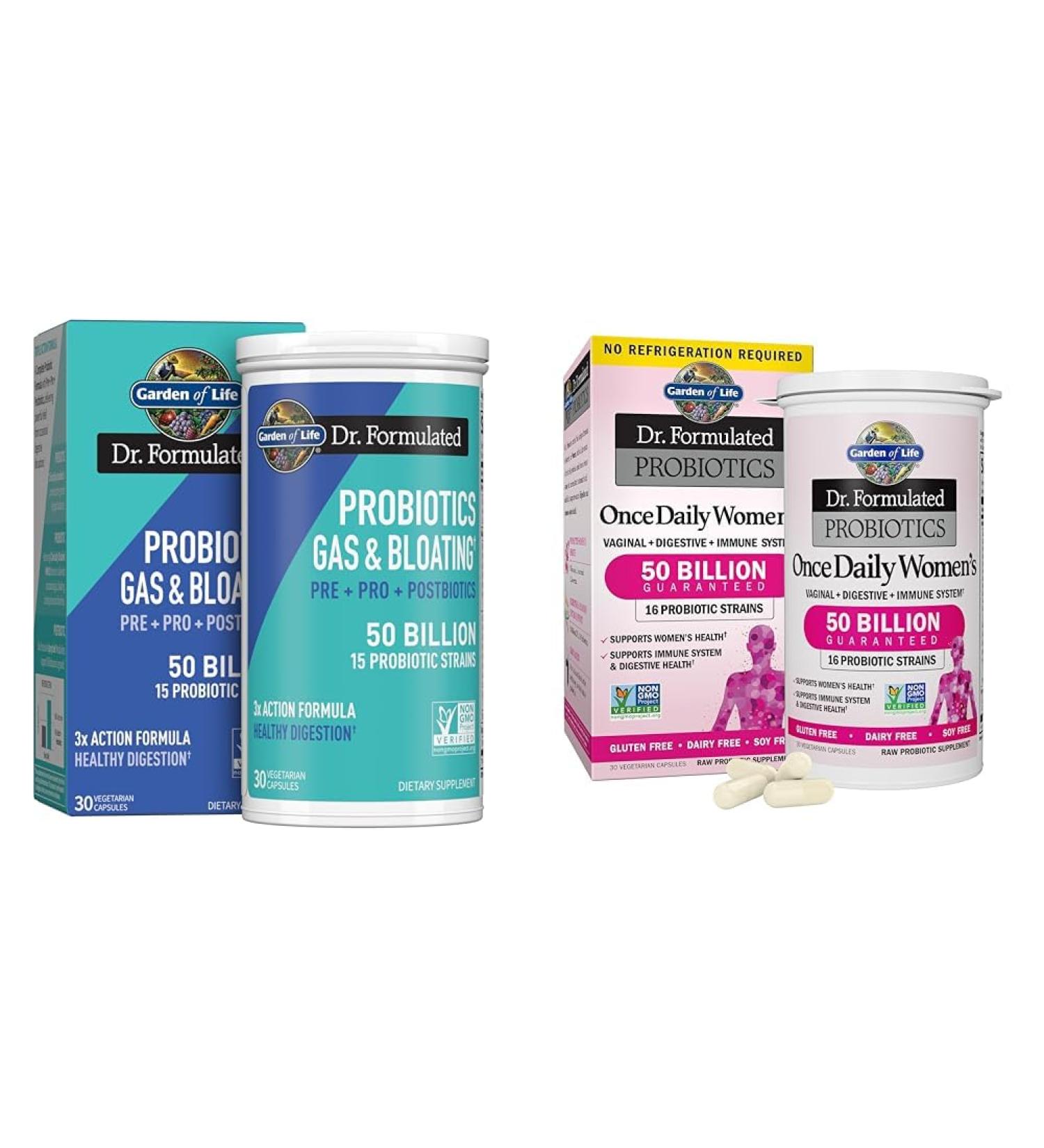 Garden of Life Dr Formulated Once Daily 3-in-1 Complete Prebiotics & Dr. Formulated Women's Probiotics Once Daily 16 Strains 50 Billion 30 Capsules - Buy Online on GoSupps.com