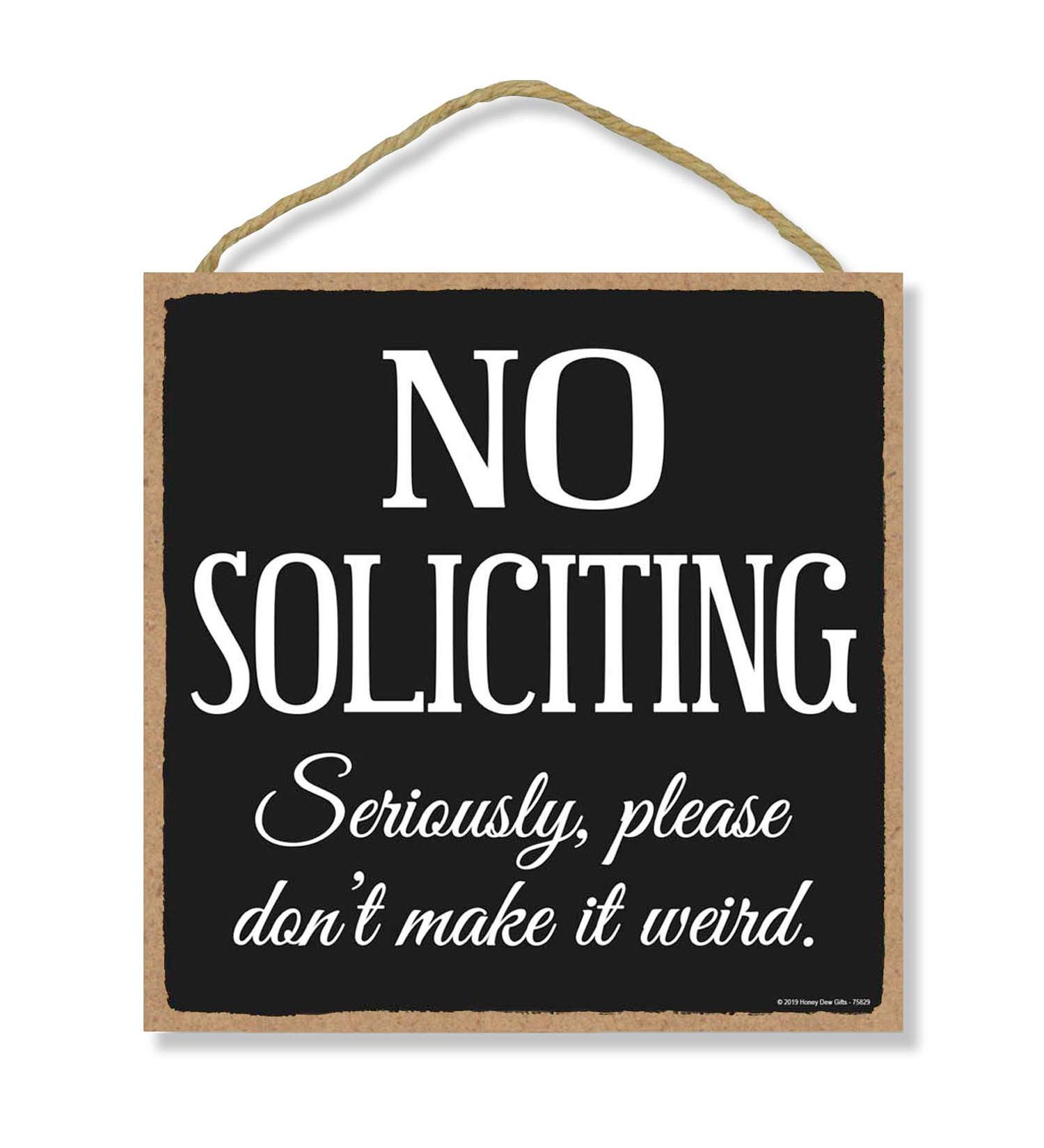 No Soliciting Sign - Honey Dew Gifts 10x10 Hanging Wood Decor - Do Not Disturb Wall Art - Buy Online on GoSupps.com