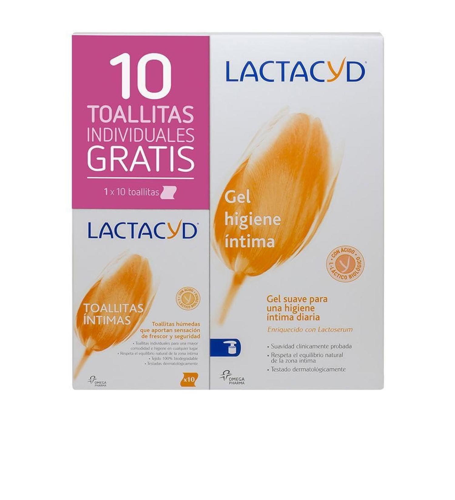 Lactacyd gel for intimate hygiene for daily use without soap 400 ml + toallitas 400 ml (1 pack)