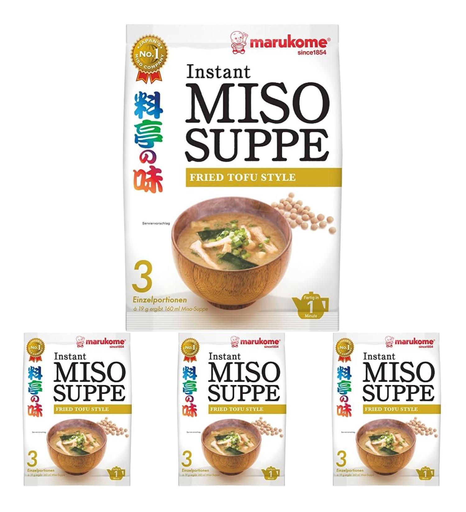 Marukome Instant Miso Soup - Authentic Japanese with Fried Tofu MSG-Free Quick Prep (57g x 4 Pack) - Buy Online on GoSupps.com