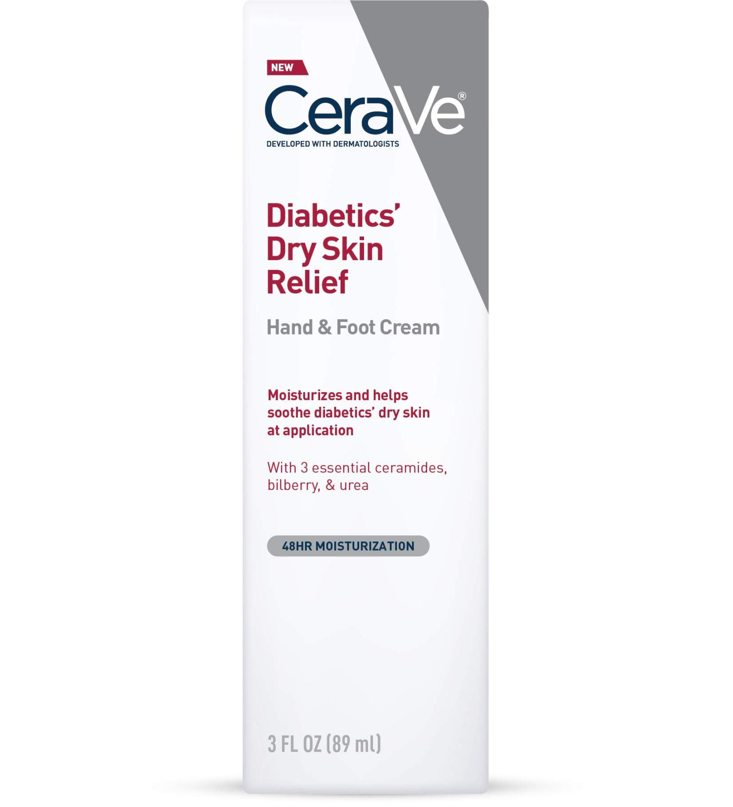 CeraVe Diabetic Hand & Foot Cream for Dry Skin | Fragrance-Free | 3 oz - Buy Online on GoSupps.com