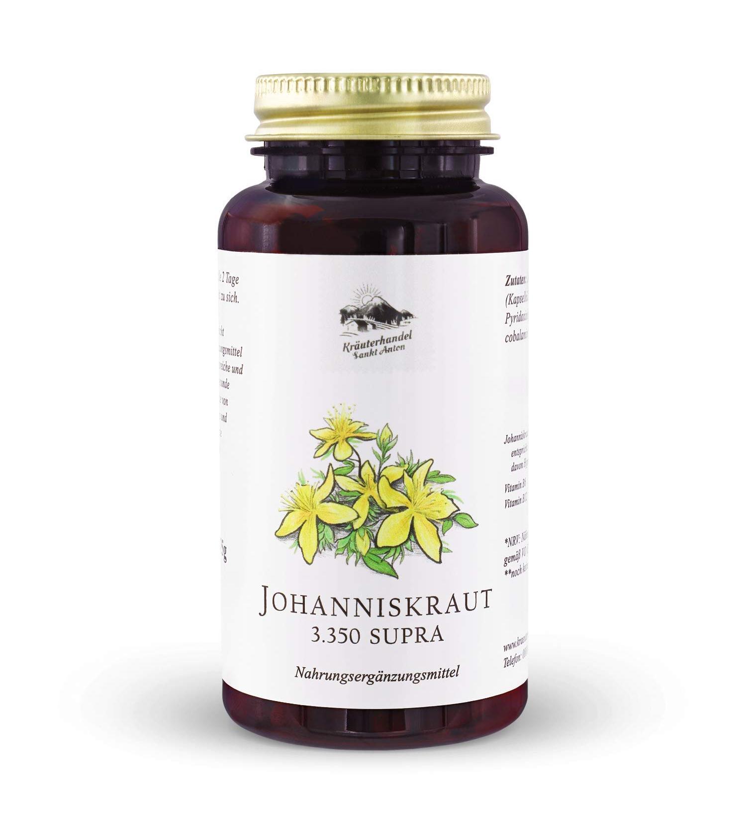 Buy Herbal Trade Sankt Anton St. John's Wort Capsules - 1.04 mg Hypericin | High Potency 3 350 mg | Vitamin B6 & B12 | German Quality - 150 Capsules - Buy Online on GoSupps.com