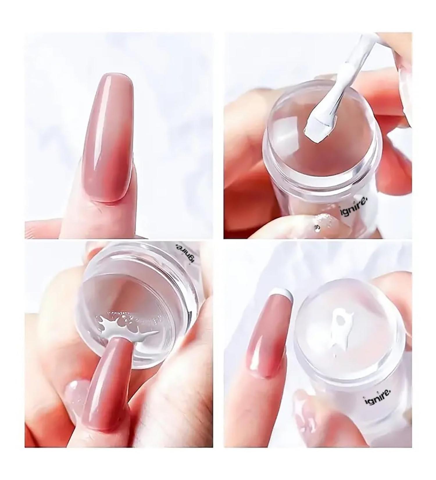 Ignire French Tip Nail Stamp 2 Pc Nail Art Stamper Kit Clear Silicone Nail Stamping Jelly Stamper For Long & Short Nails with Scraper Nail Stamper Kit for French Manicure Home DIY Nail Salon - Buy Online on GoSupps.com